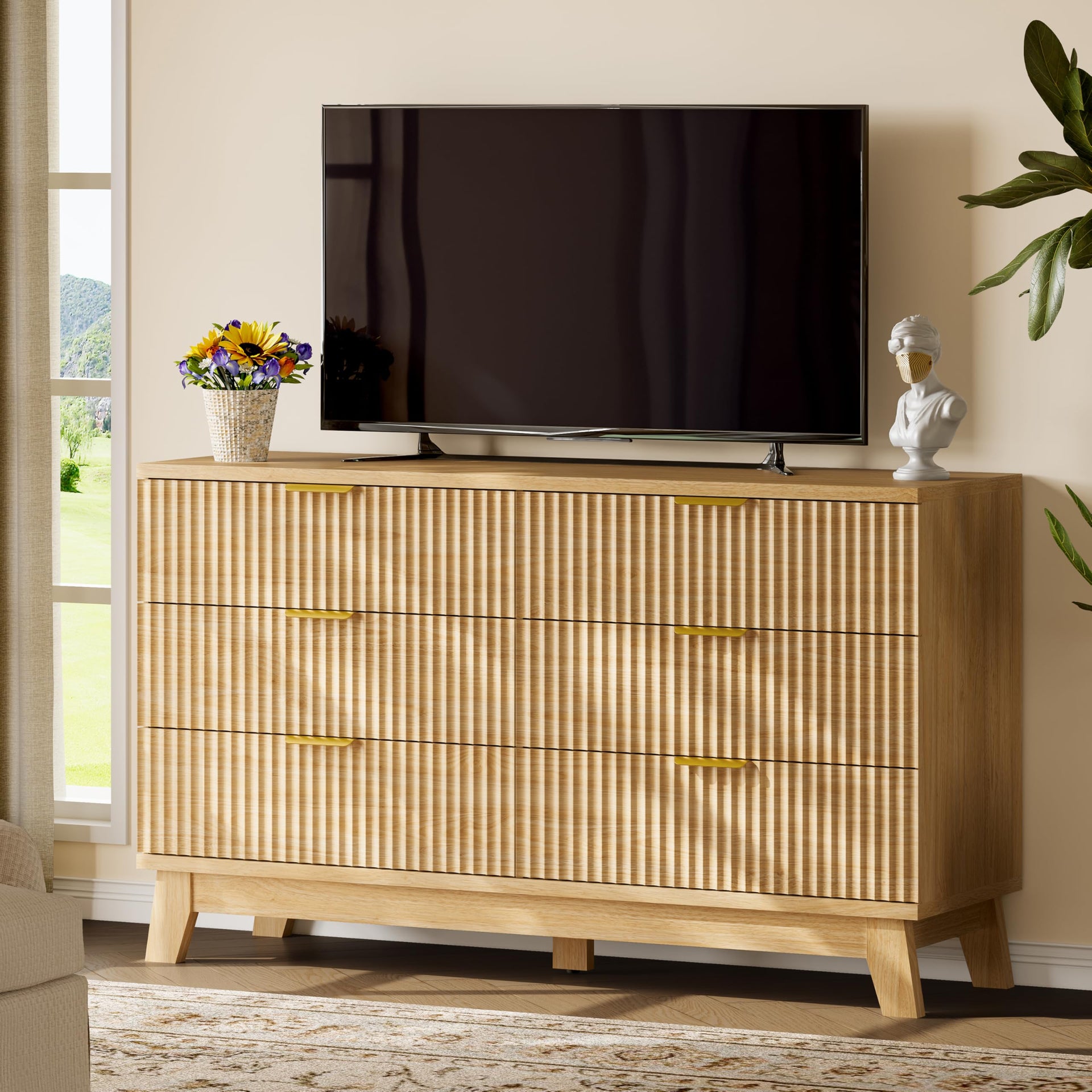 Fluted Dresser with 6 Drawers