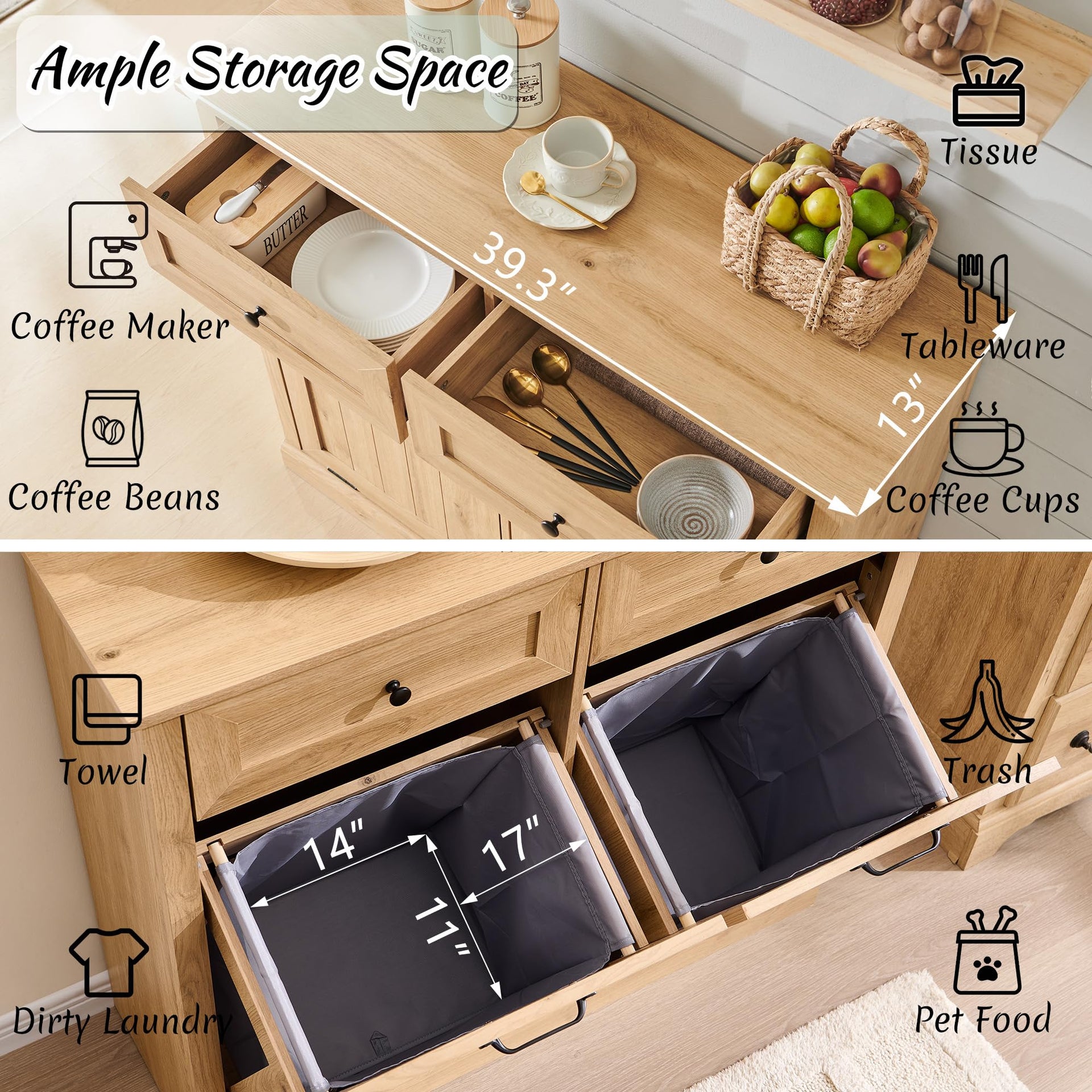 Double Tilt Out Laundry Hamper Cabinet