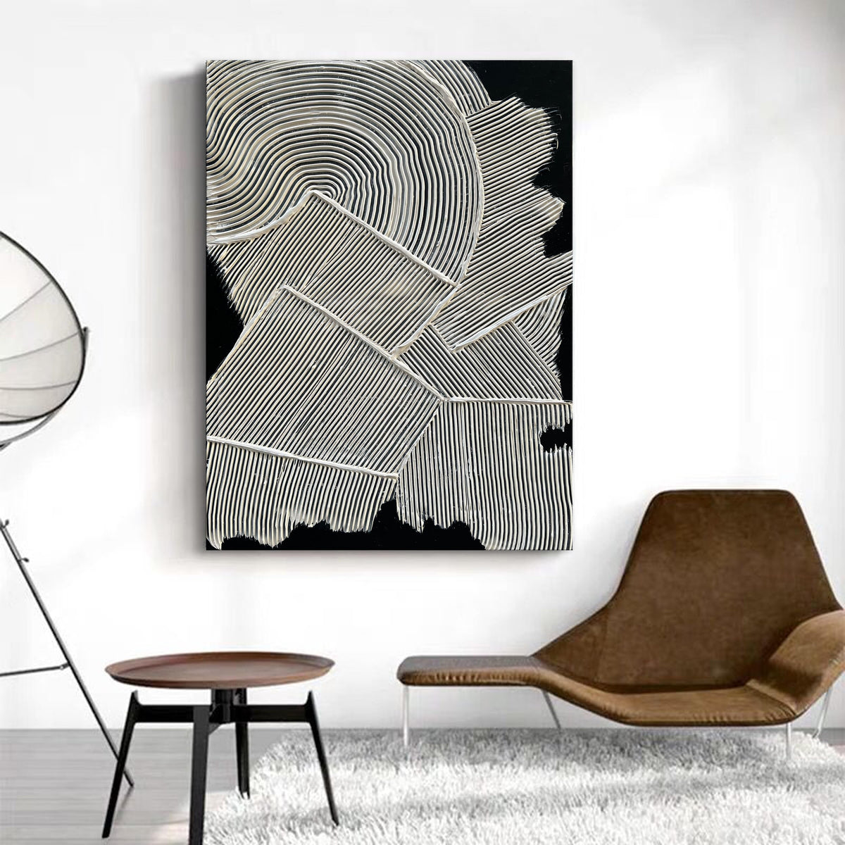 Art Hand Painted White Texture Abstract Art Oil Painting 40x28 inch Office Corridor Abstract Wall Decoration