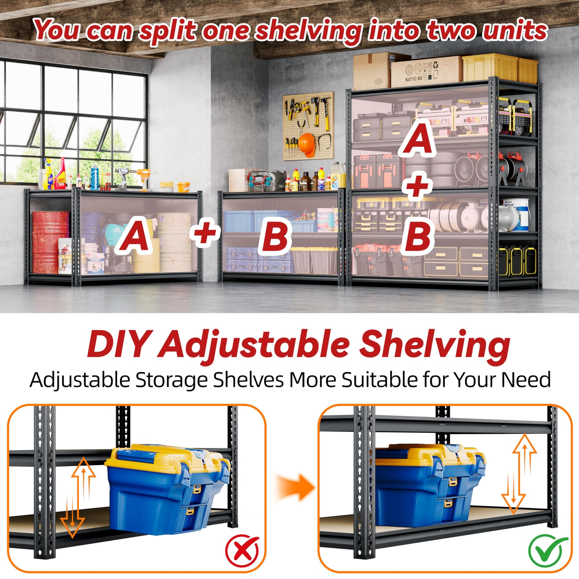 Garage Shelving Unit 35.6" W x 16" D x 72" H (2 Count)