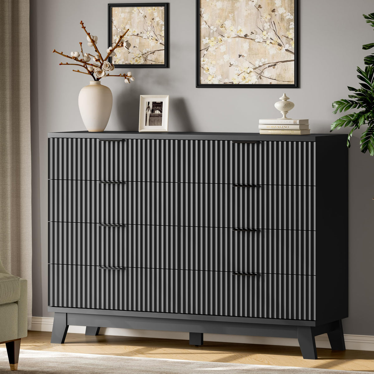Fluted Dresser with 8 Drawers