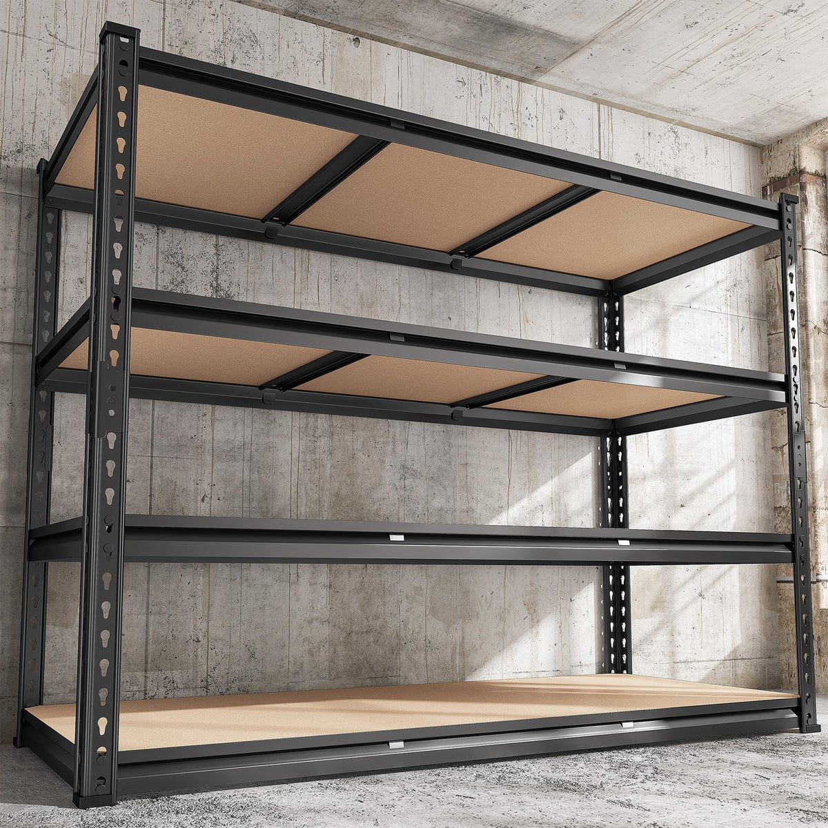 48" W Garage Shelving Heavy Duty 2550 LBS Storage Shelves 4 Tier Heavy Duty Shelving