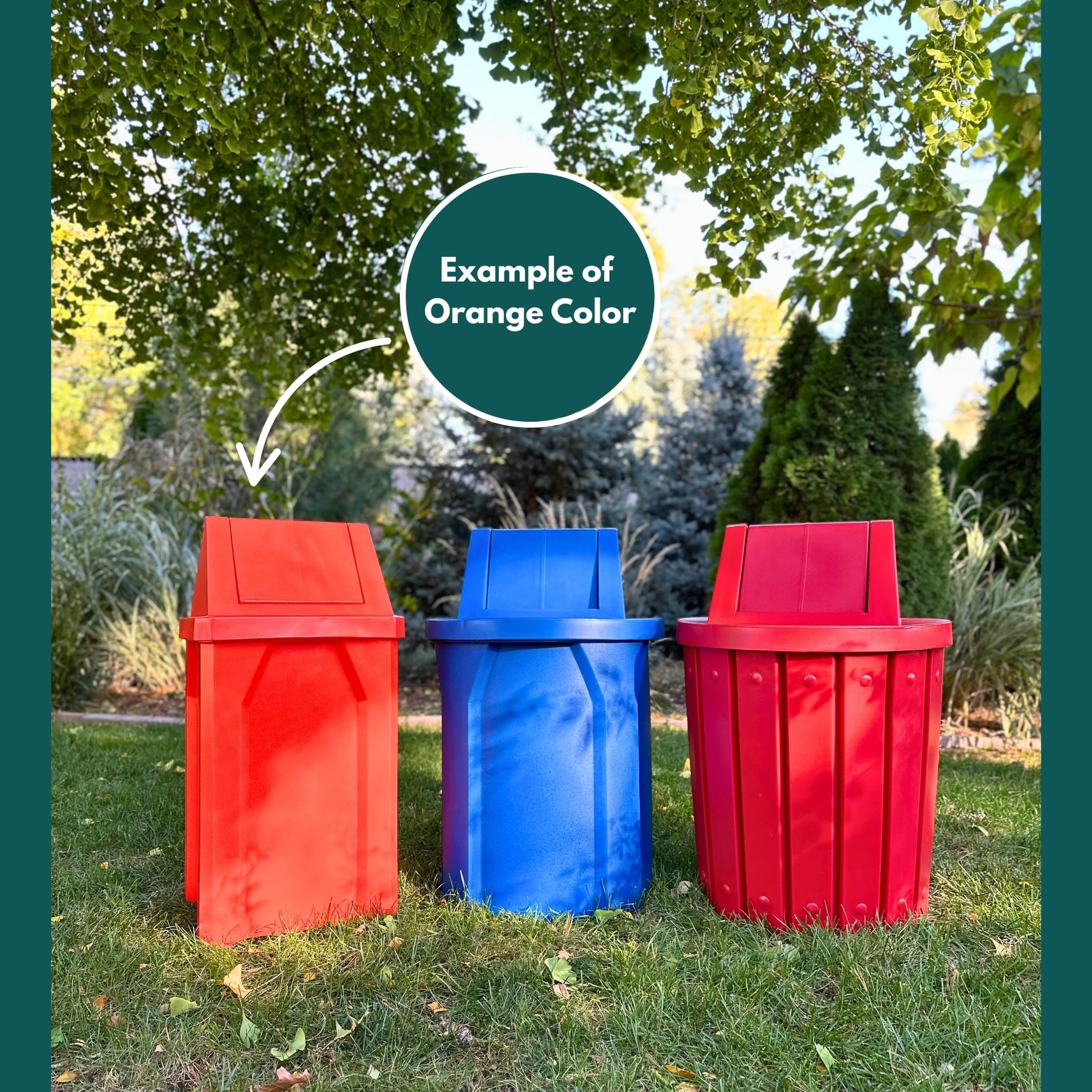 Campus Collection 55 Gallon Plastic Commercial Garbage Can with Push Lid