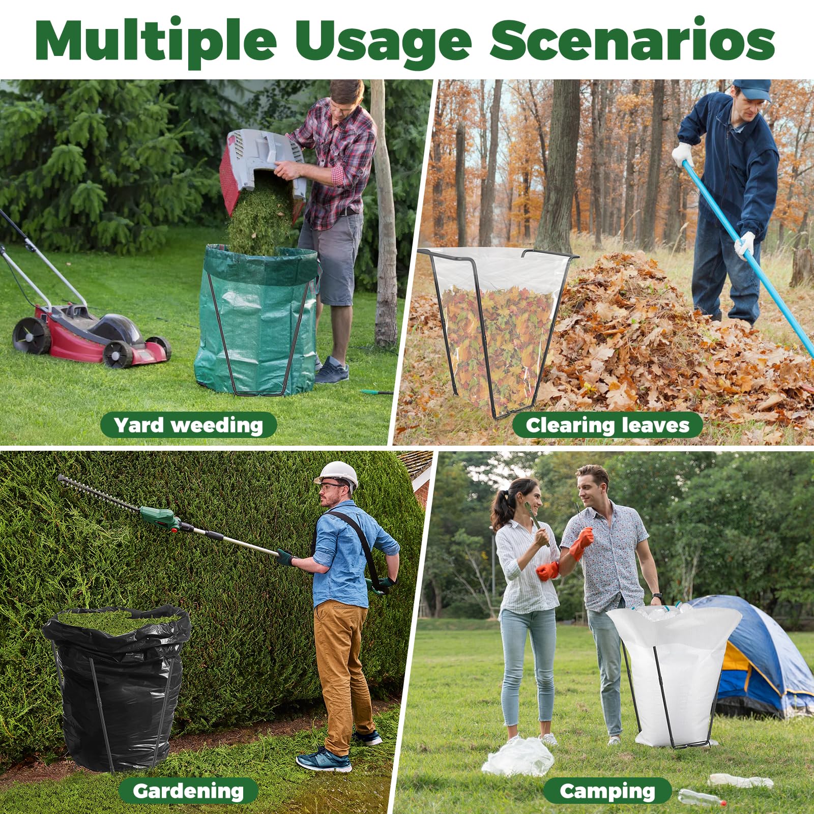 Outdoor Trash Bag Holder Metal Garden Trash Bag Holder for Yard Waste Stand Holds 30