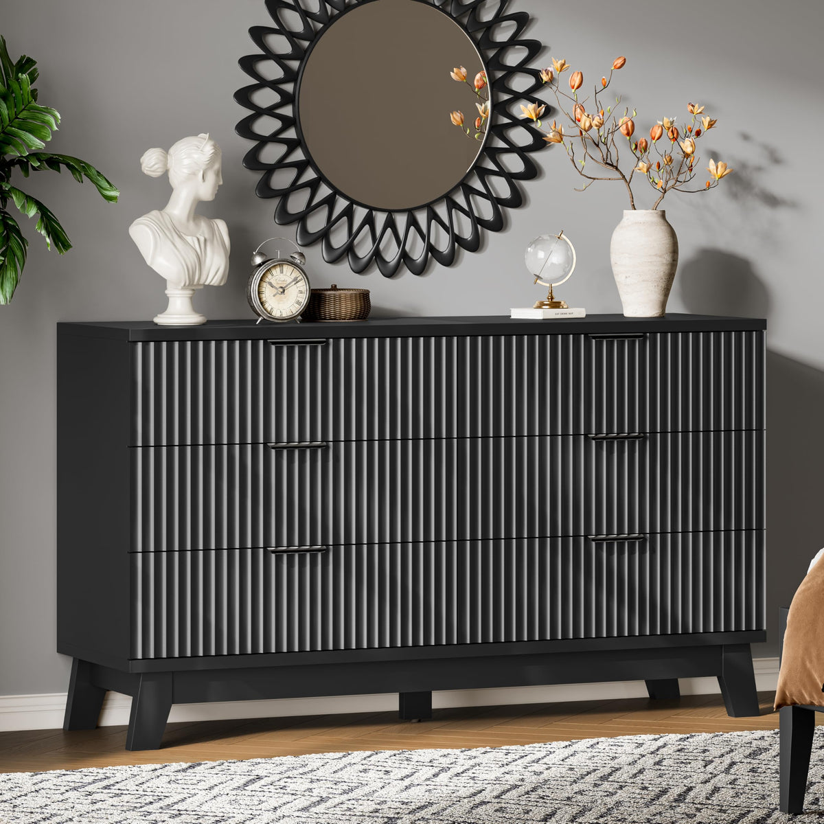 Fluted Dresser with 6 Drawers