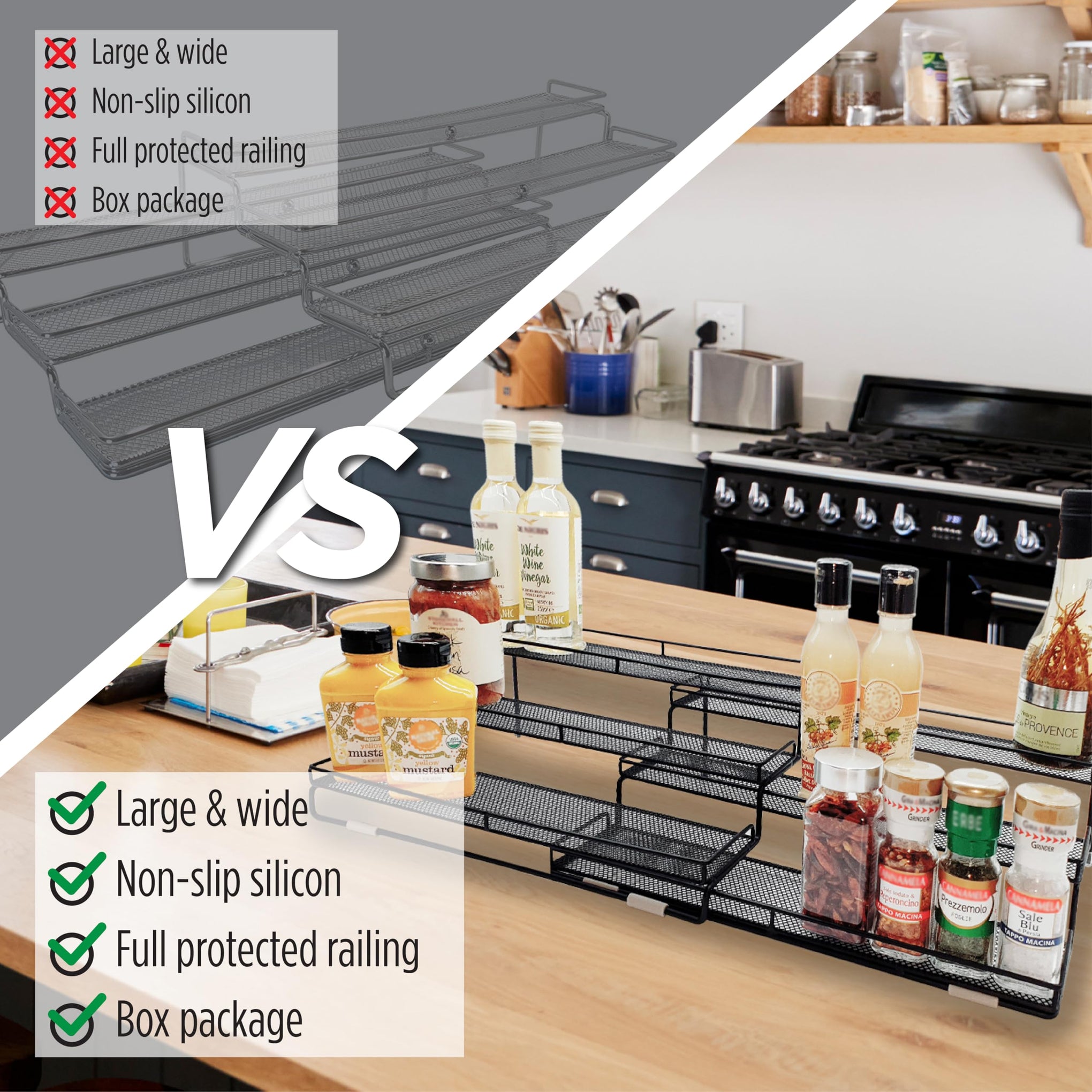 3 Tier Wide Expandable Cabinet Spice Rack Organizer