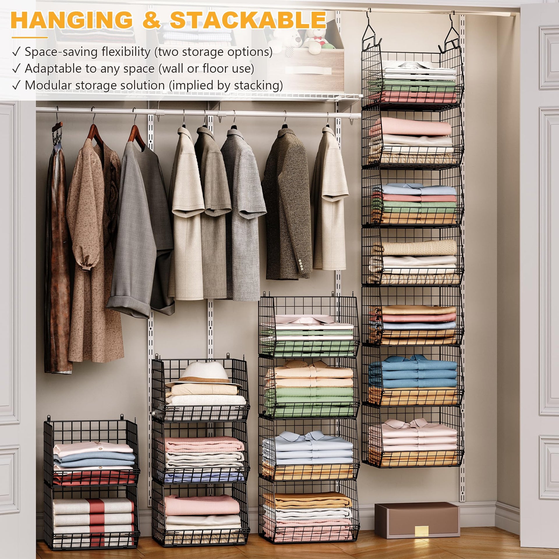 7 Tier Foldable Hanging Closet Organizer and Storage (7 Count)