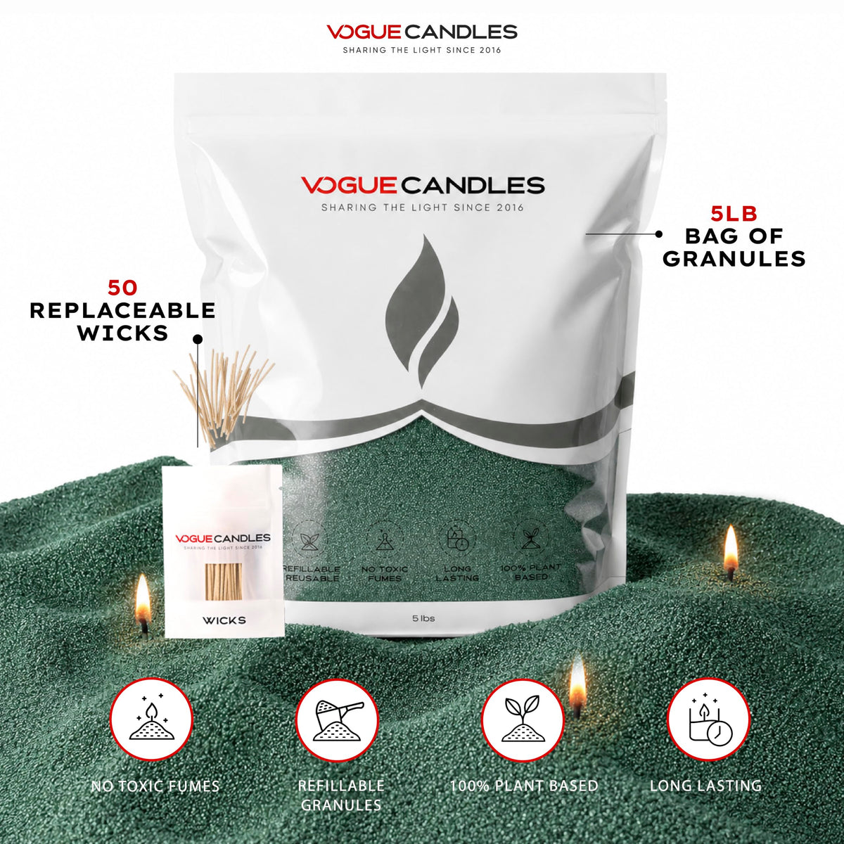 Vogue Candles Green Pearled Candle Sand Wax (80 Ounce)