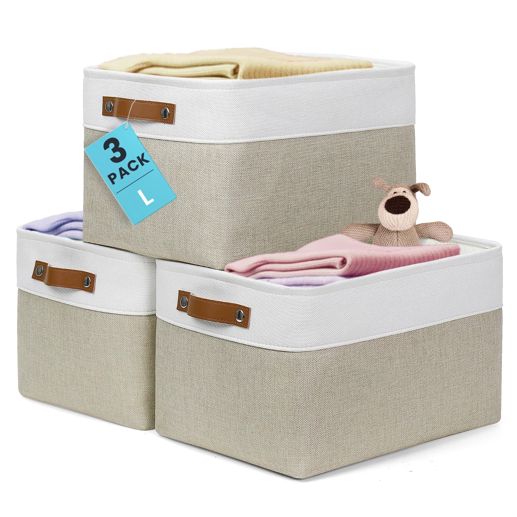 15x11in Canvas Storage Baskets 3 Pack (3 Count)