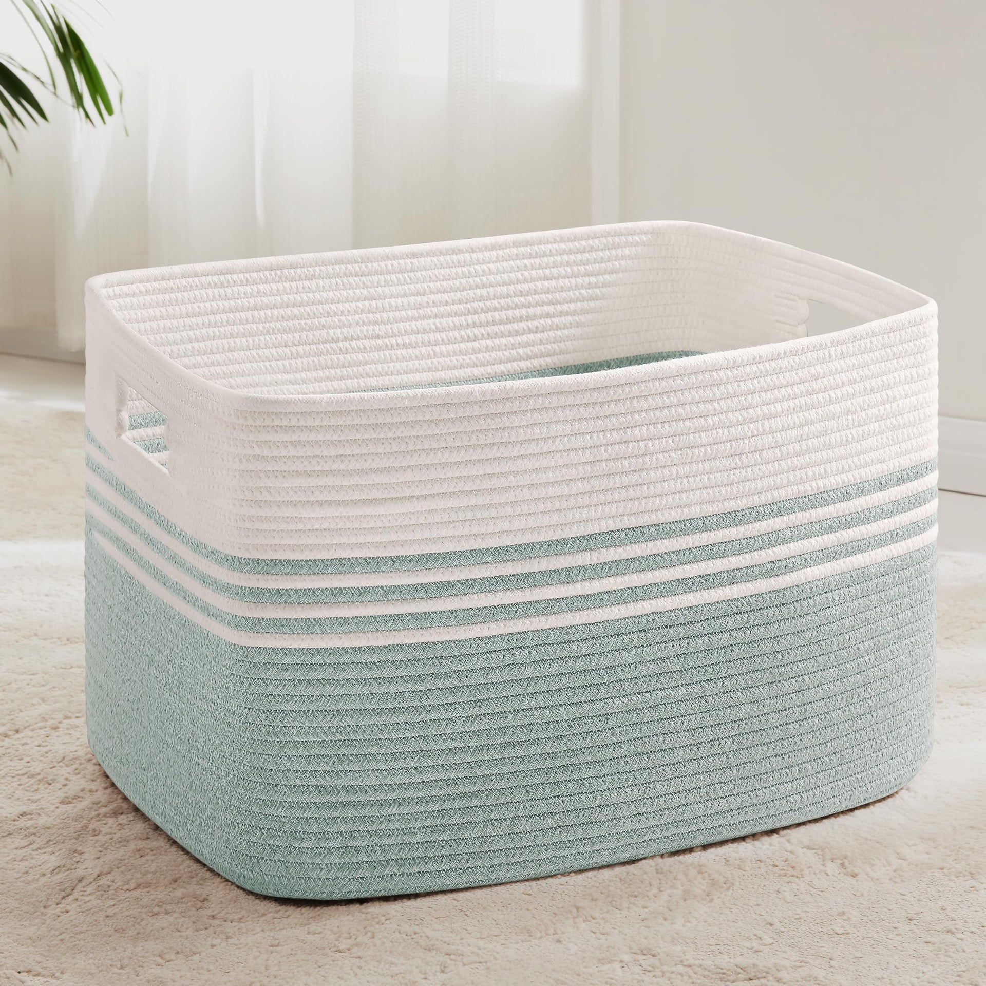 86L Large Woven Laundry Basket Hamper with Handles