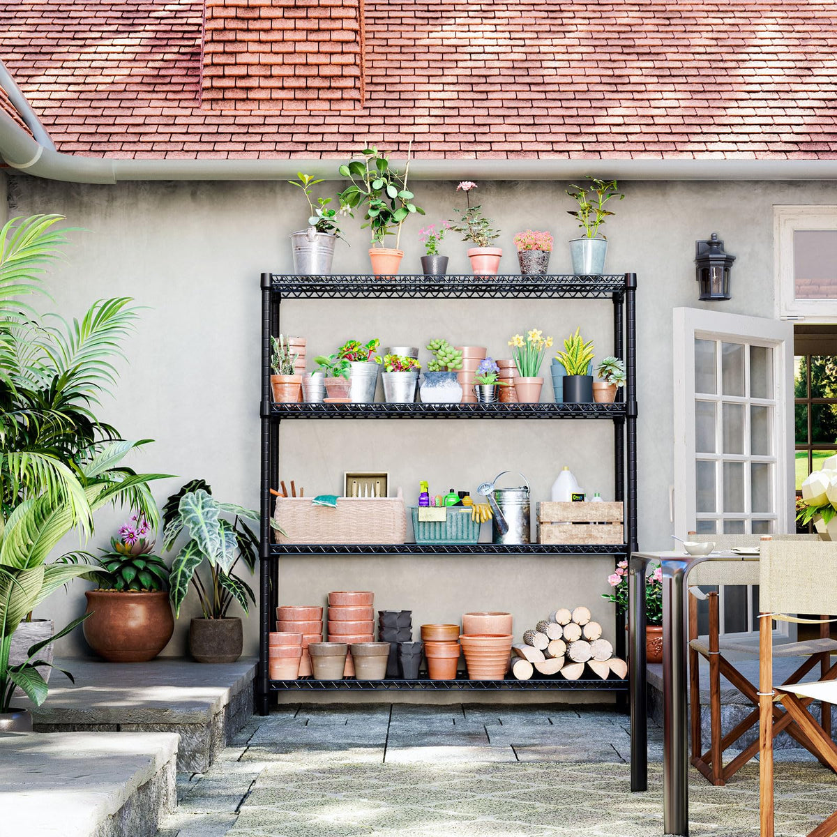 4 Tier Metal Garage Shelving (4 Count)