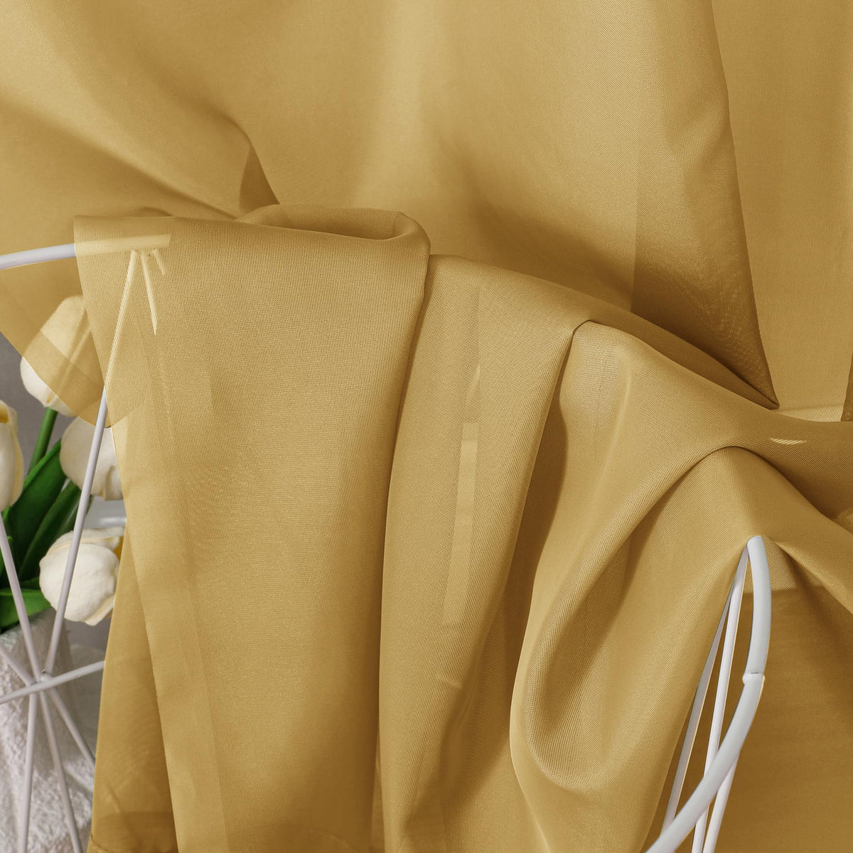 Gold Sheer Curtains 96 Inches Long 2 Panels (2 Count)