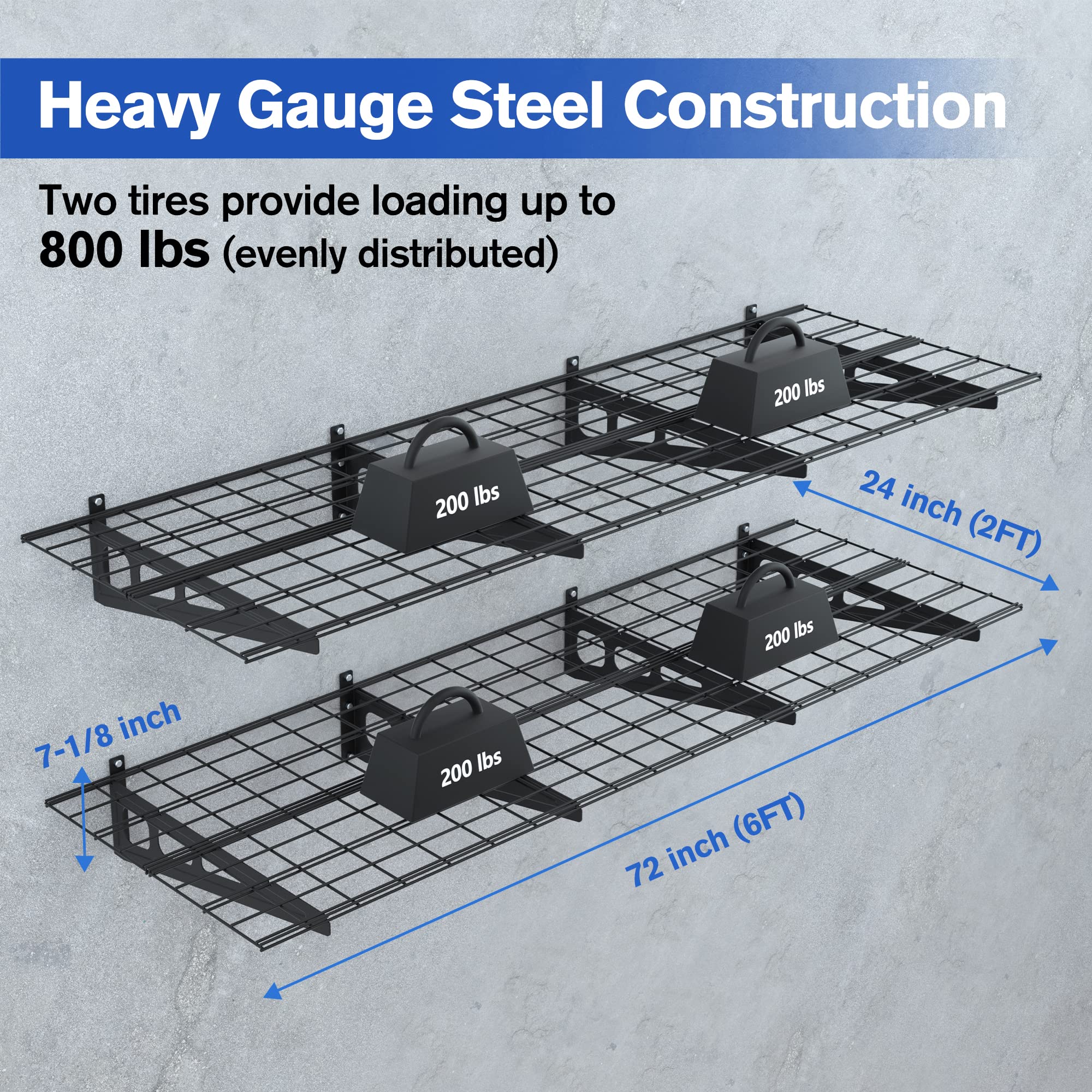 2 Pack 2x6FT Garage Wall Shelving