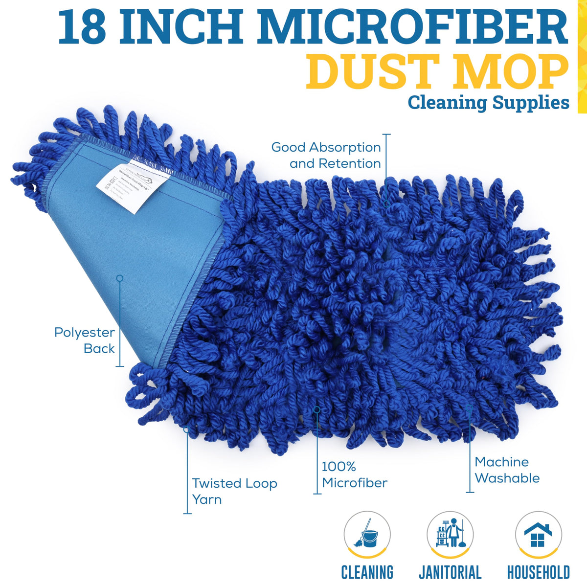 18" Microfiber Dust Mop Head Replacement (6 Count) - ModHome Supplies