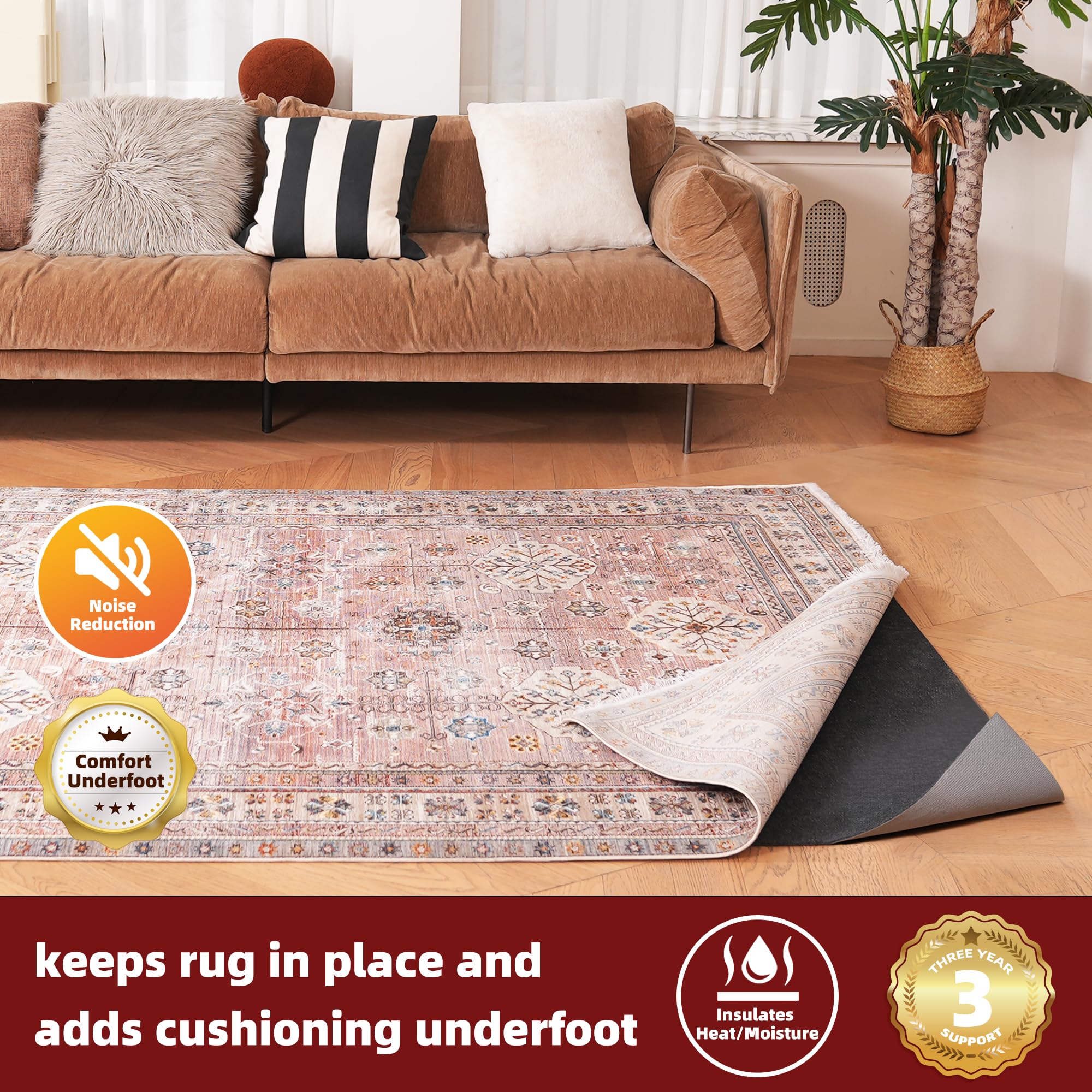 BAGAIL Felt and Natural Rubber Backing Rug Pads 3 (140 Sq Ft)