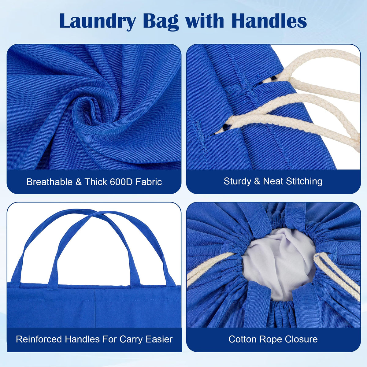 Laundry Bag with Handles & Drawstring Closure