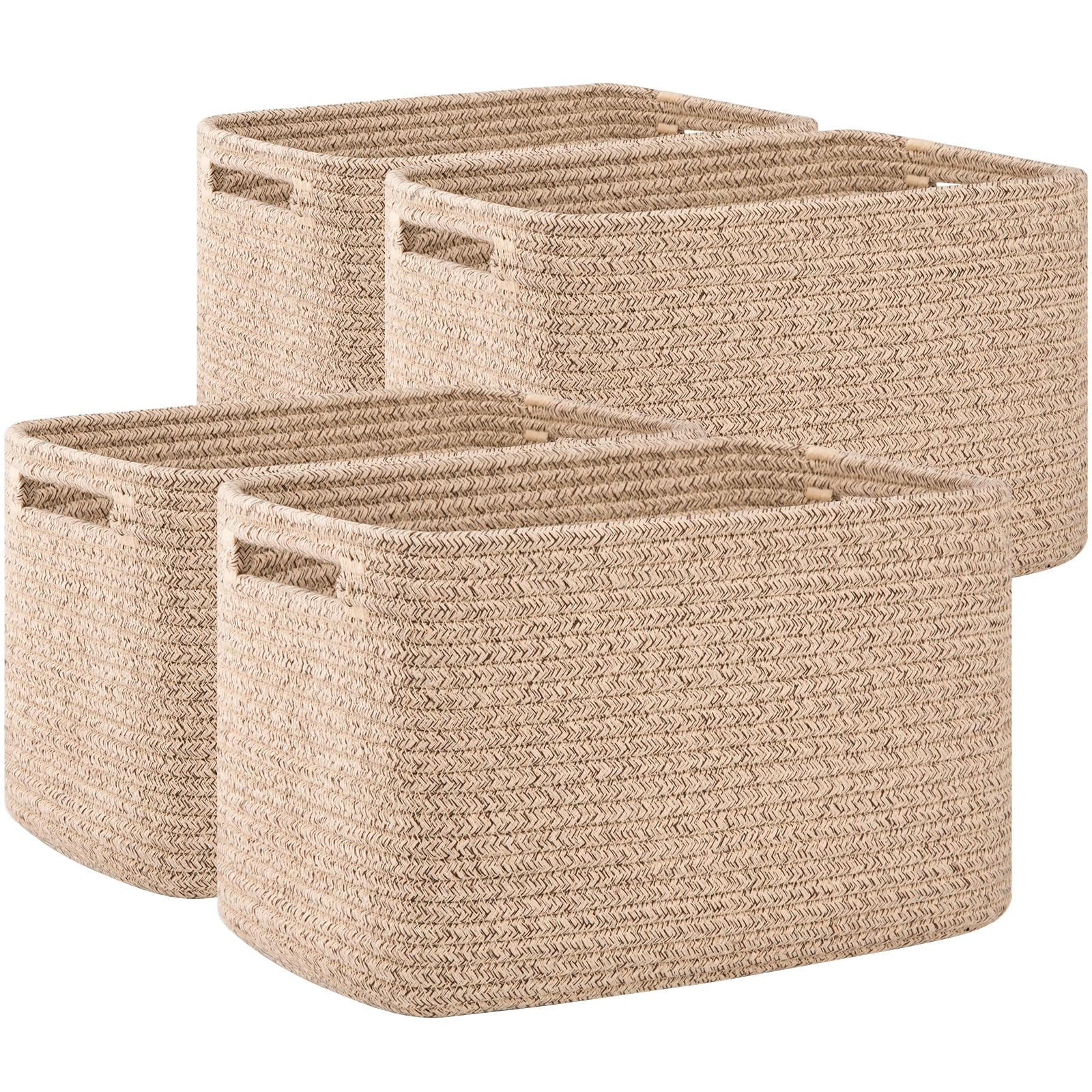 4 Pack Storage Baskets for Organizing 24L Cube Storage Bins Brown (4 Count)