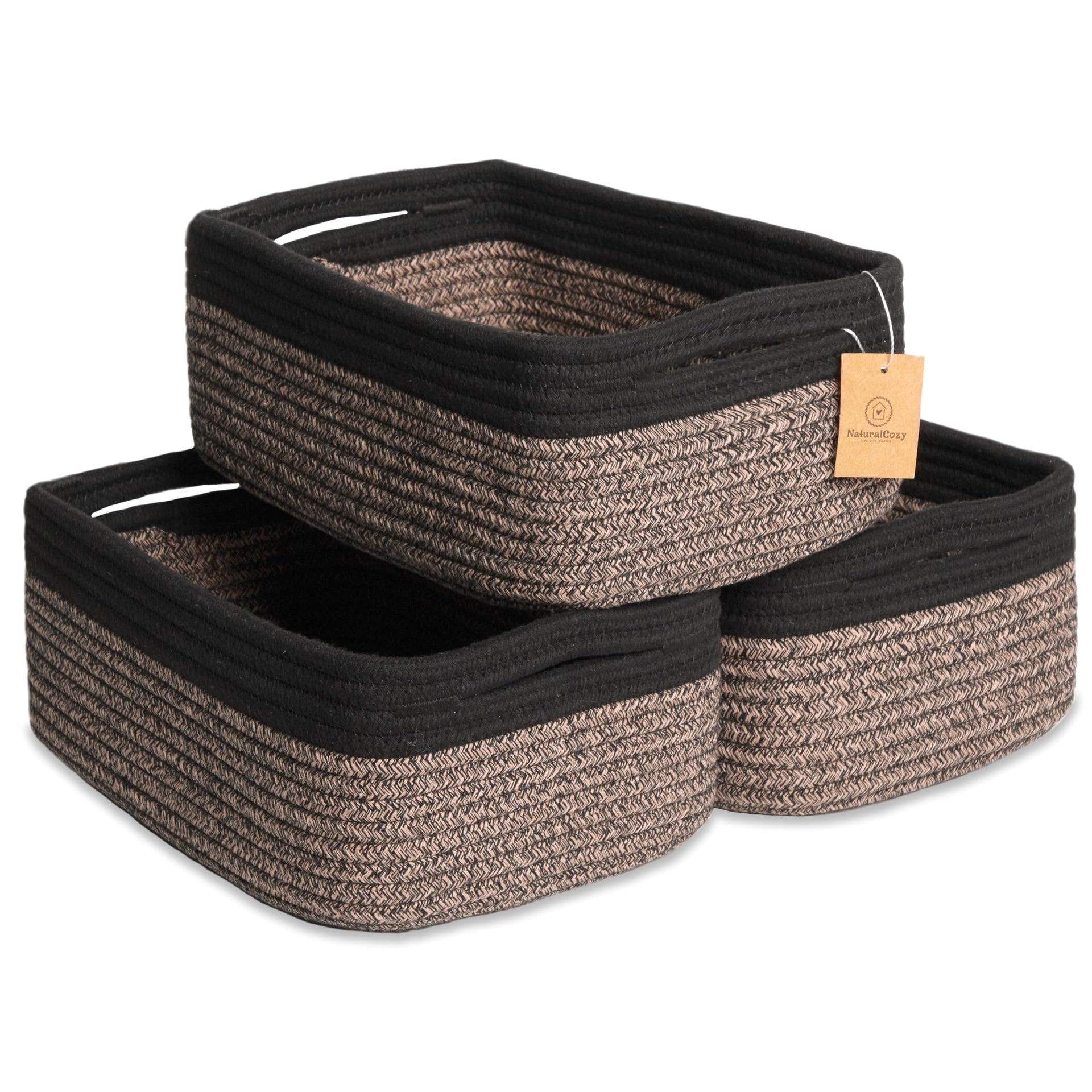 11.8"x8"x4.5” Rectangle Storage Baskets for Shelves 3 Pack (3 Count)