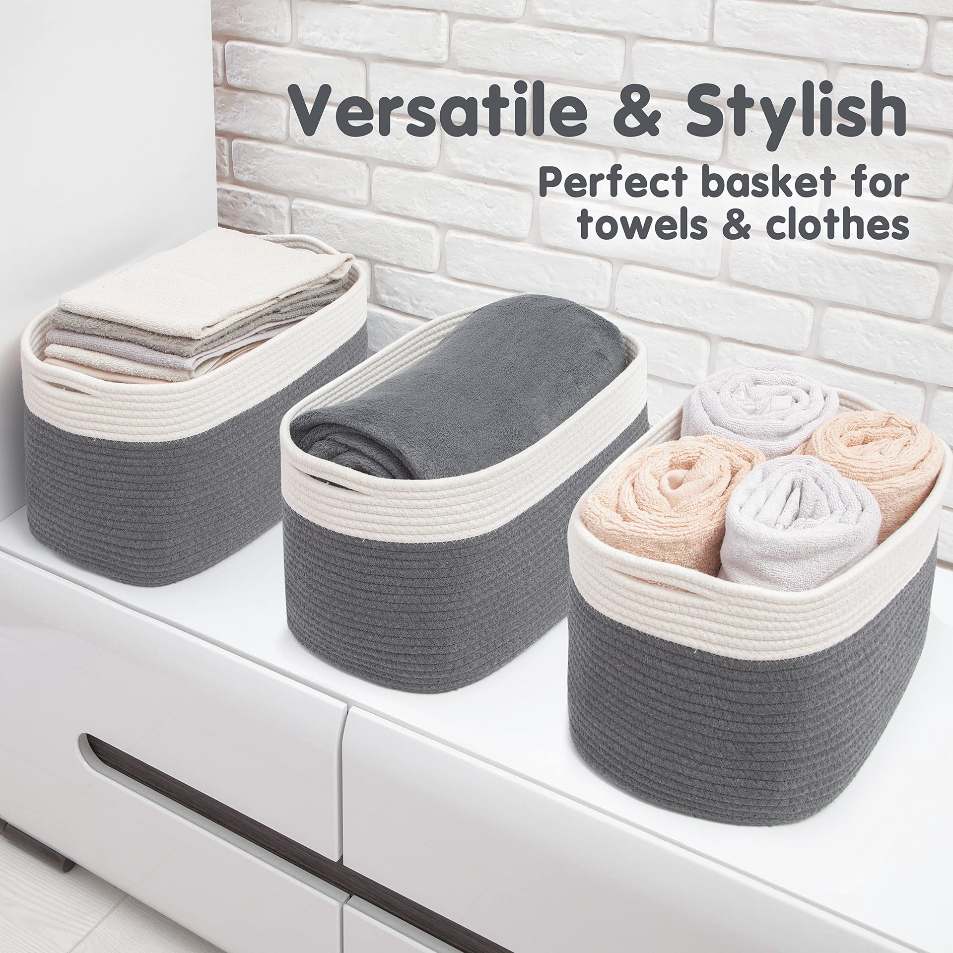 Cotton Rope Baskets for Organizing (3 Count)