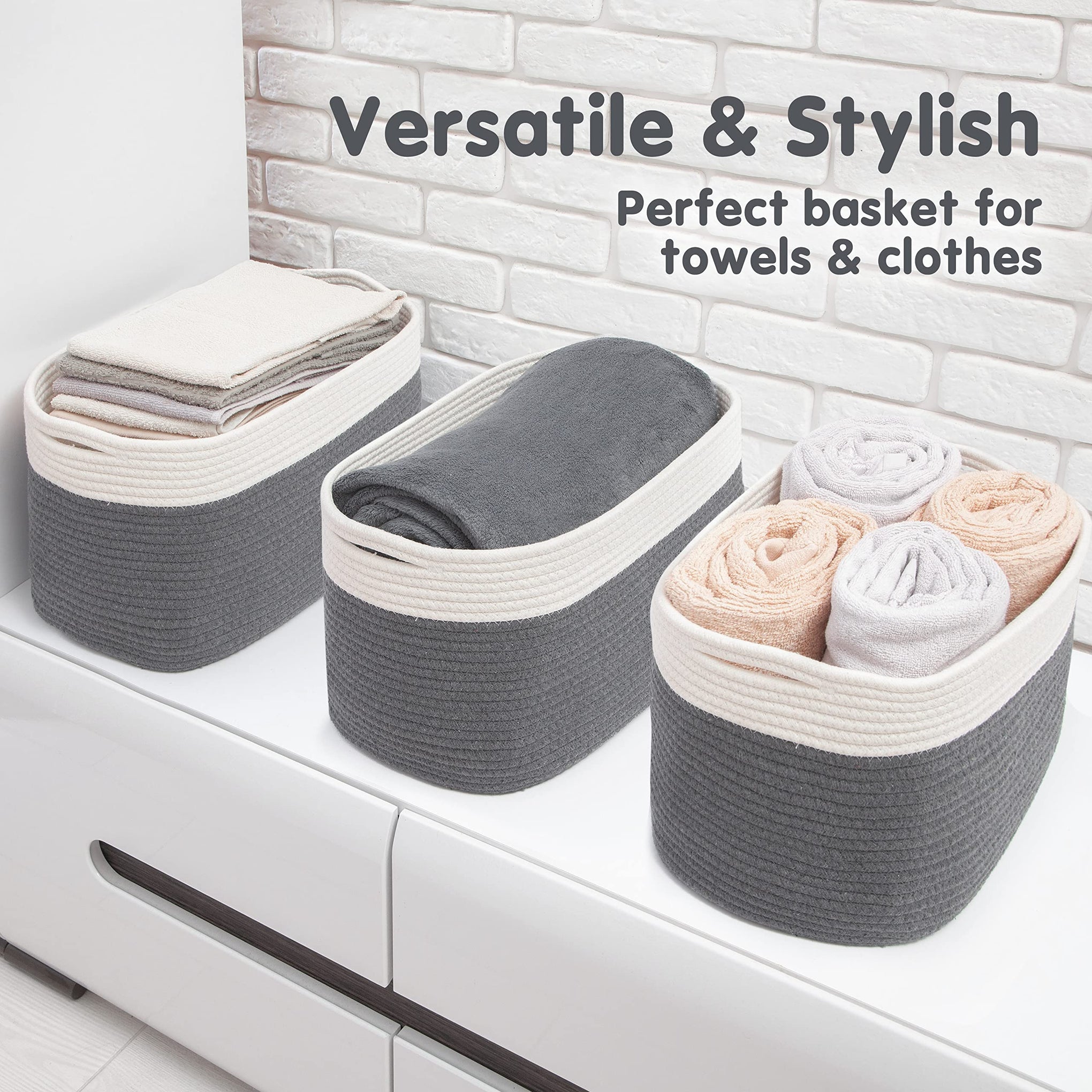 Cotton Rope Baskets for Organizing (3 Count)