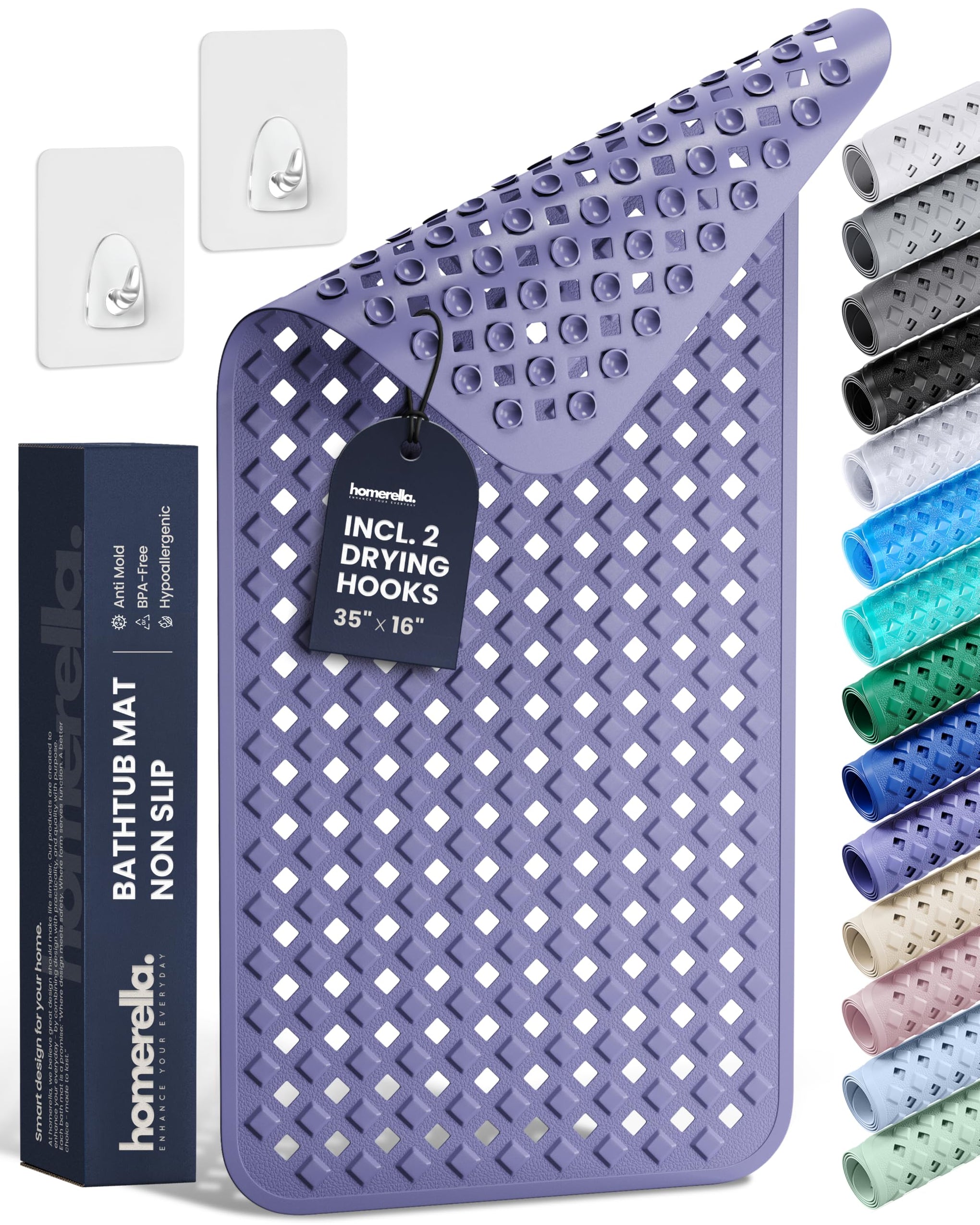 Bathtub Mat Non Slip 35x16 Shower Mat Non Slip Anti Mold BPA Free