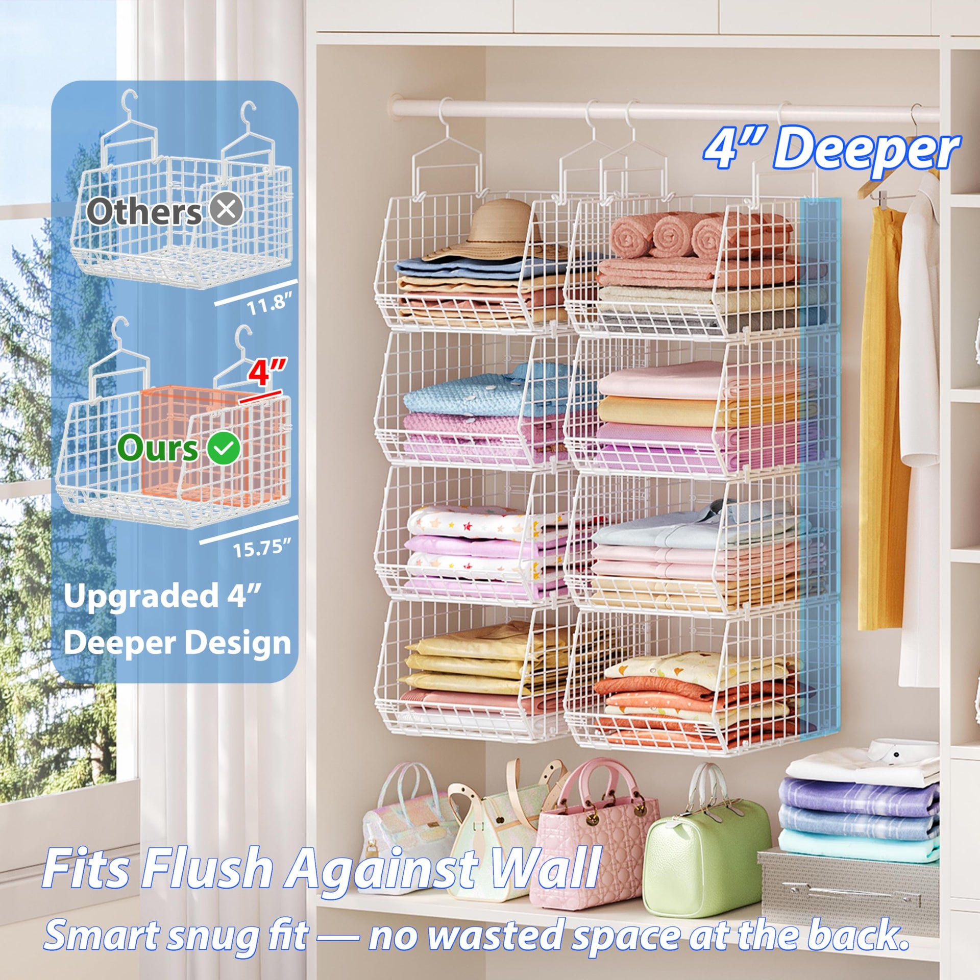 6 Tier Extended Depth Hanging Closet Organizer