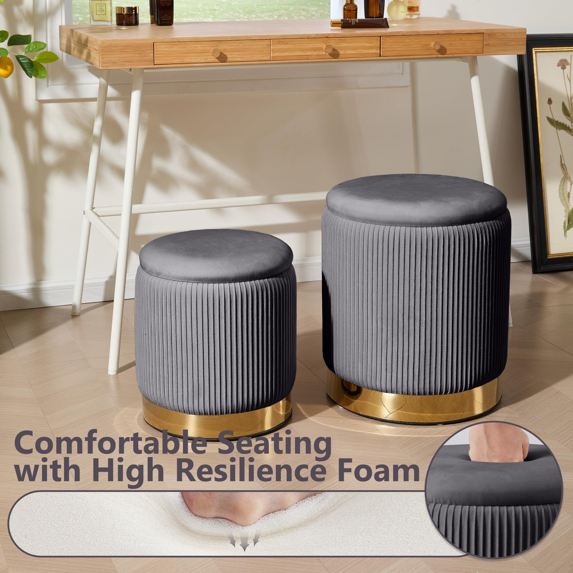 Round Ottoman with Storage Set of 2 (2 Count)