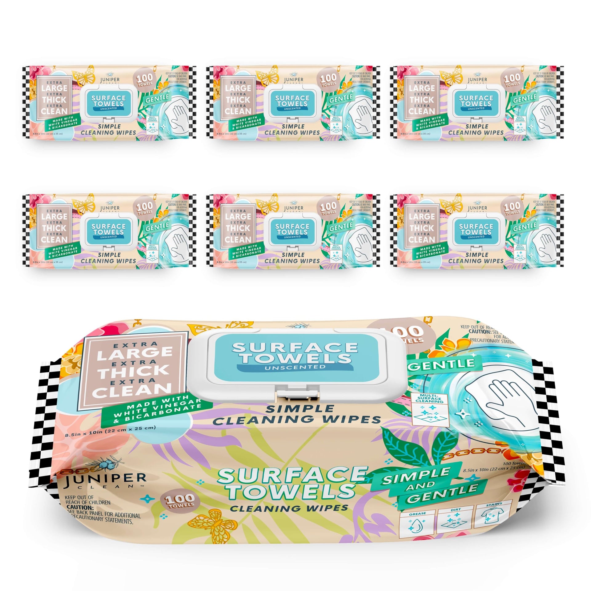 6 Packs Surface Cleaning Wipes Bleach Free (600 Count)