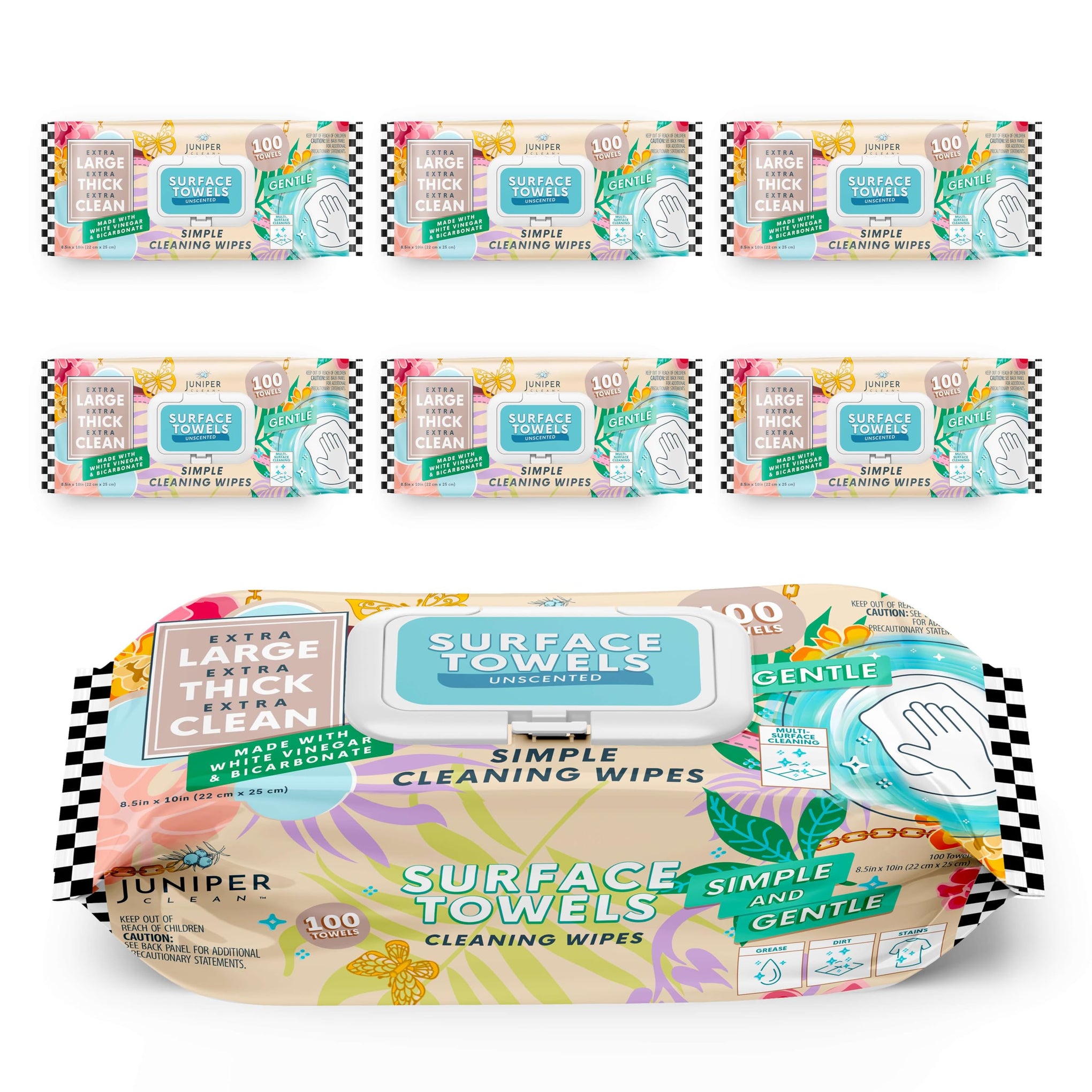 6 Packs Surface Cleaning Wipes Bleach Free (600 Count)