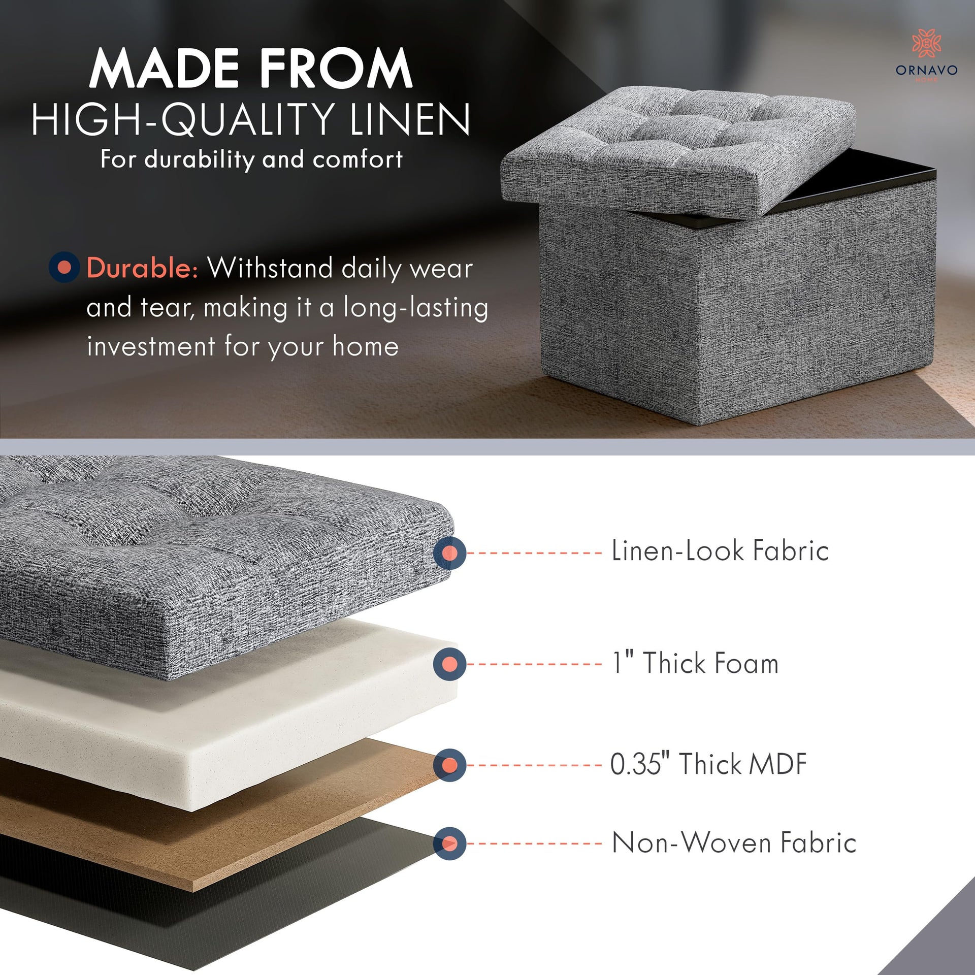 Small Rectangle Storage Ottoman