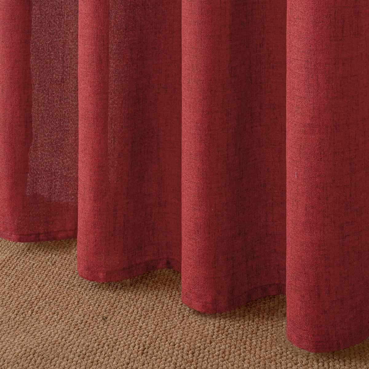 Burgundy Red Linen Kitchen Window Curtains 40 Inch Long (2 Count)