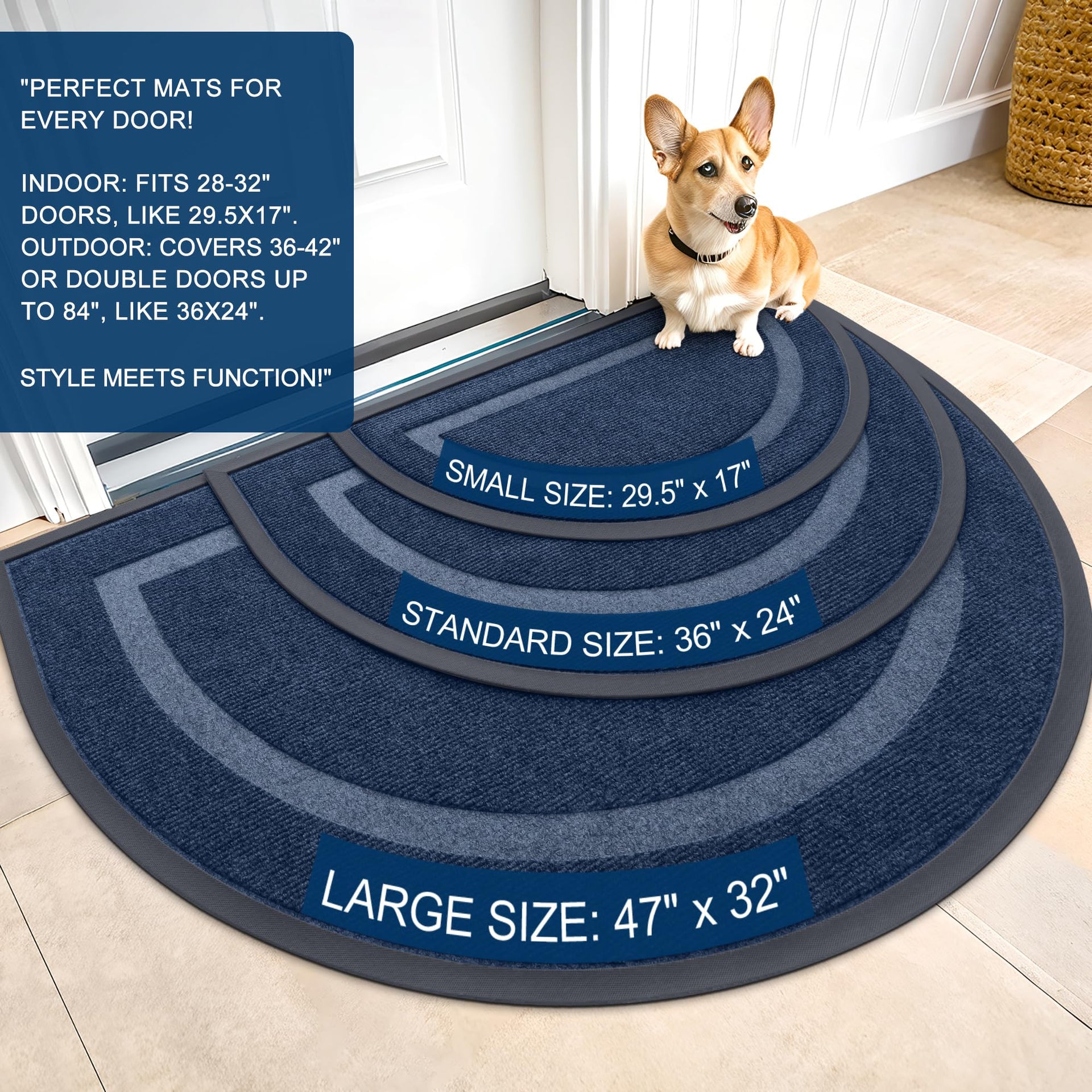 Half Circle Front Door Mat Outside 47x32 All