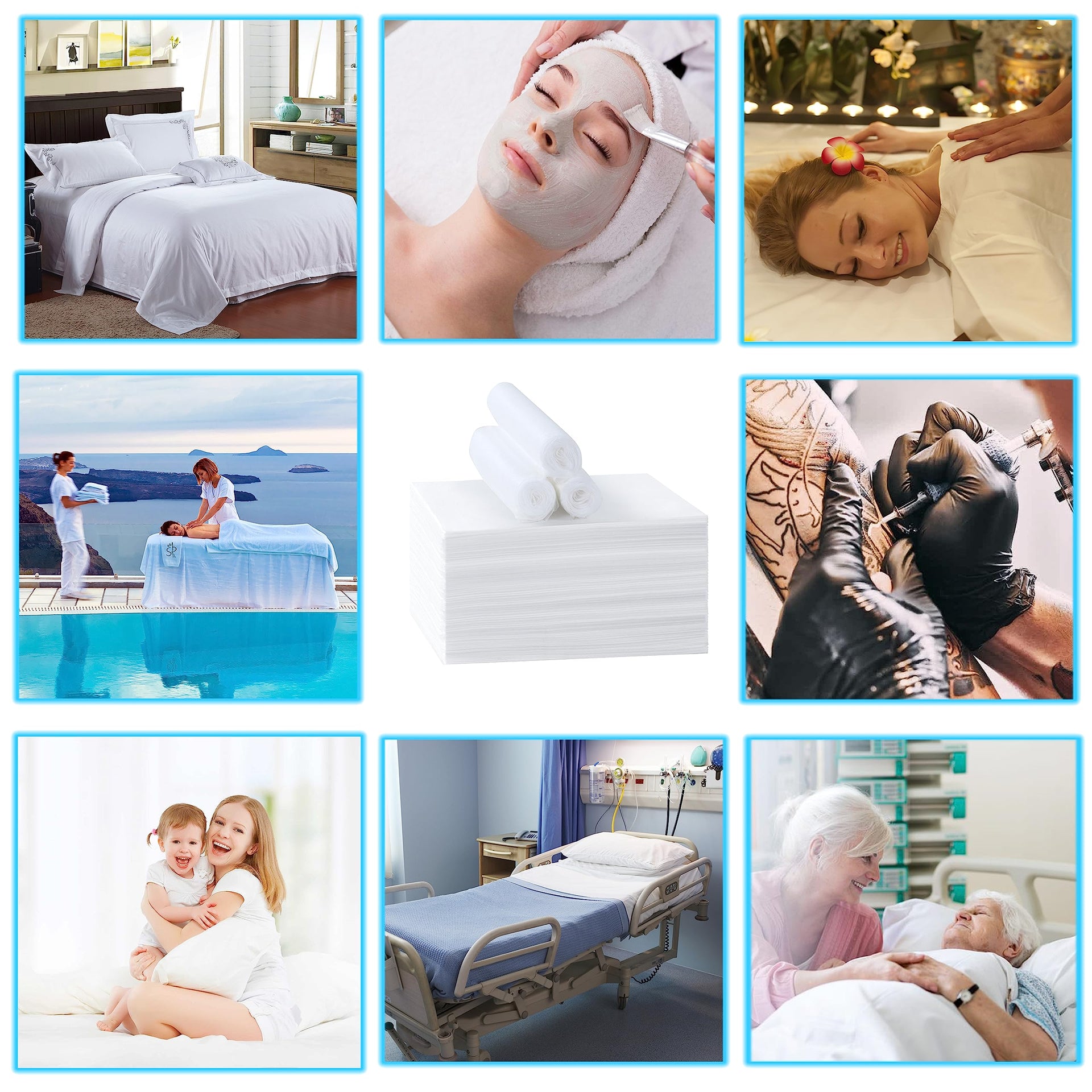 Disposable Bed Sheets for Massage Table 100 Pcs 31" x 71" Waterproof Massage Table Sheets Soft Non Woven Fabric SPA Massage Table Bed Cover Breathable for Beauty Tattoos Waxing Travel (100 Count)