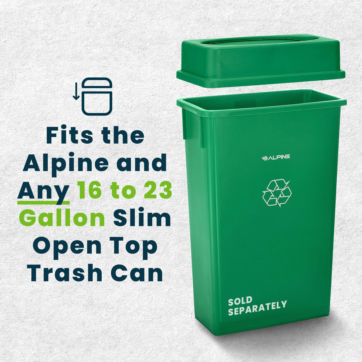 Slim Trash Can Lid for 16 to 23 Gallon Green Indoor Recycle Bin