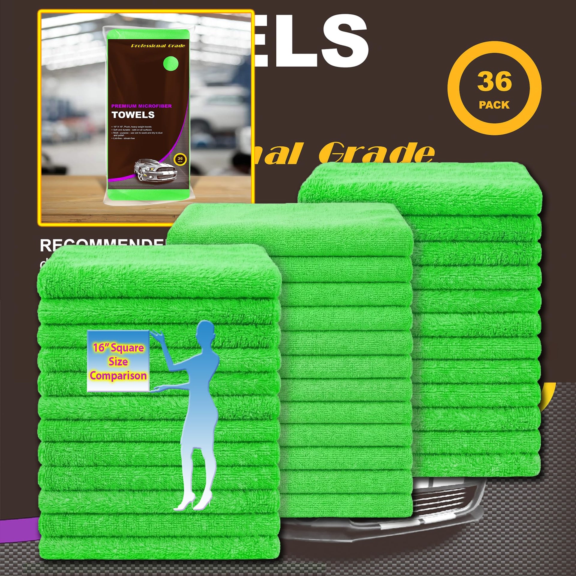 Green Large Microfiber Cleaning Towels (36 Count)