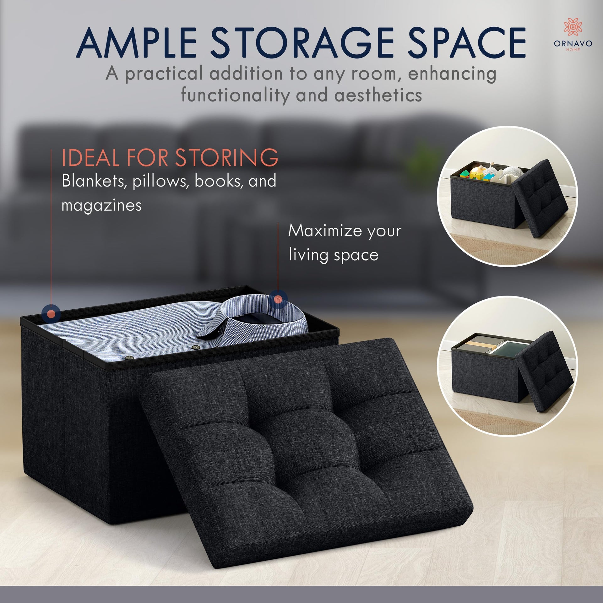 Small Rectangle Storage Ottoman