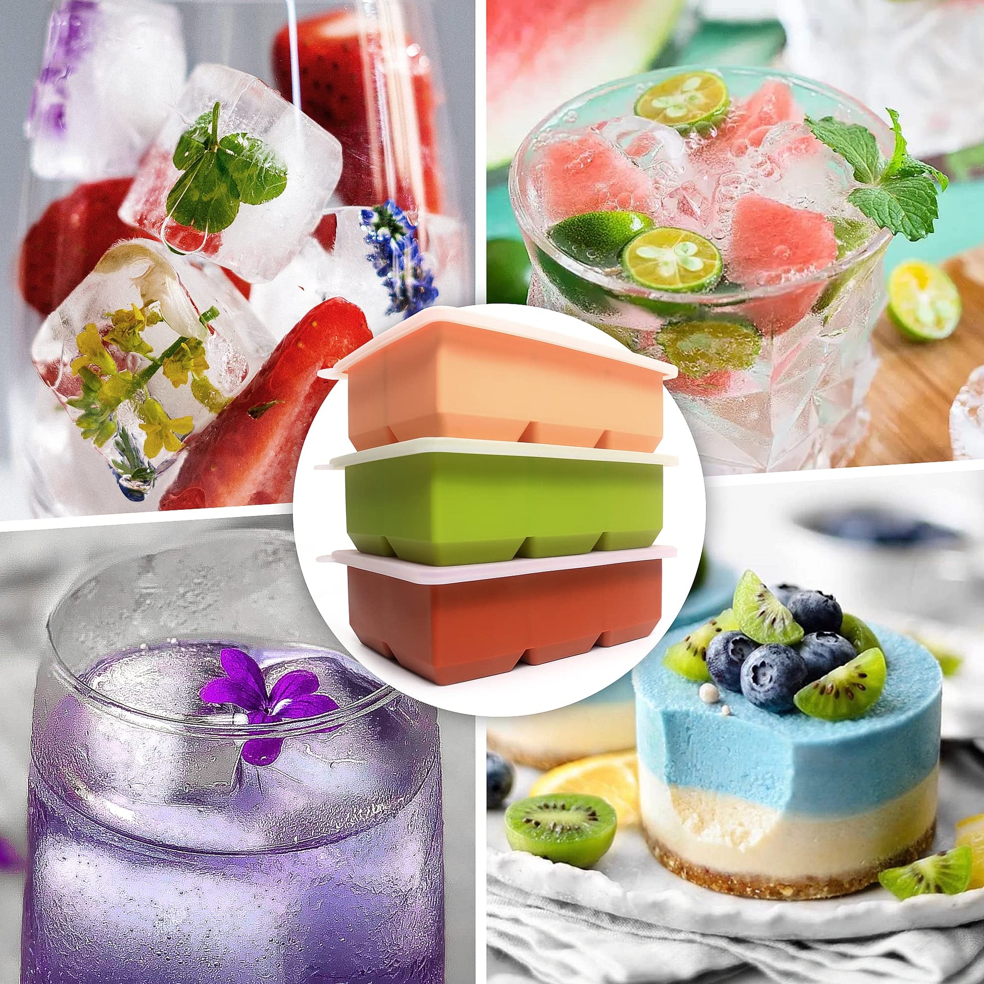 Silicone Ice Cube Trays 3 Pack (3 Count)
