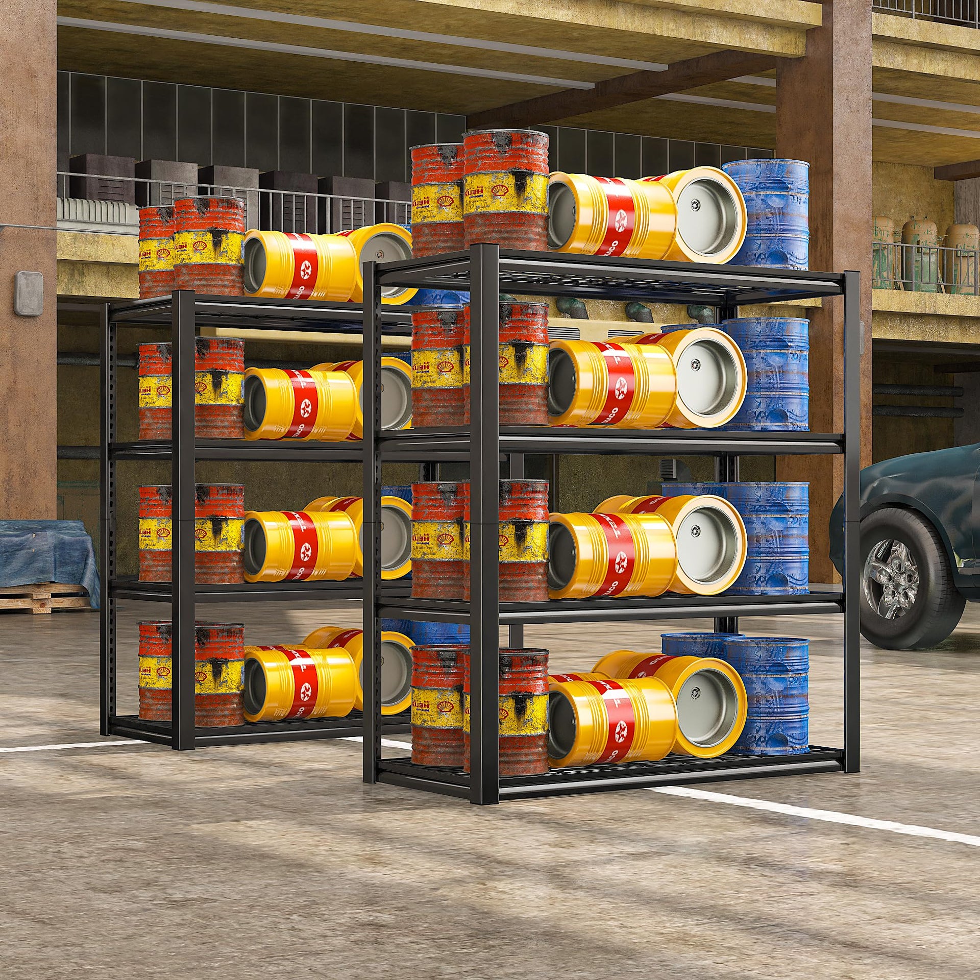 40" W Storage Shelves with Wire Mesh Panels for Garage Organization