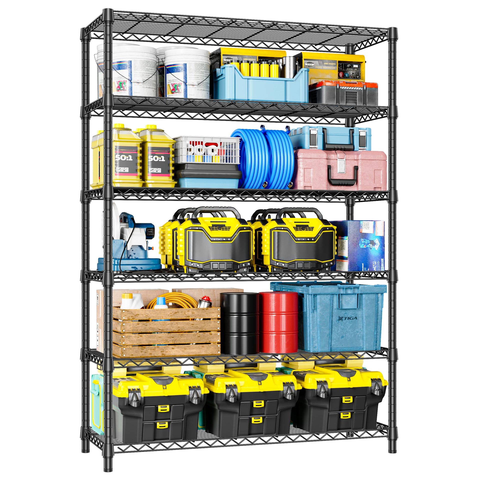 6 Tier Heavy Duty Metal Wire Shelving Unit