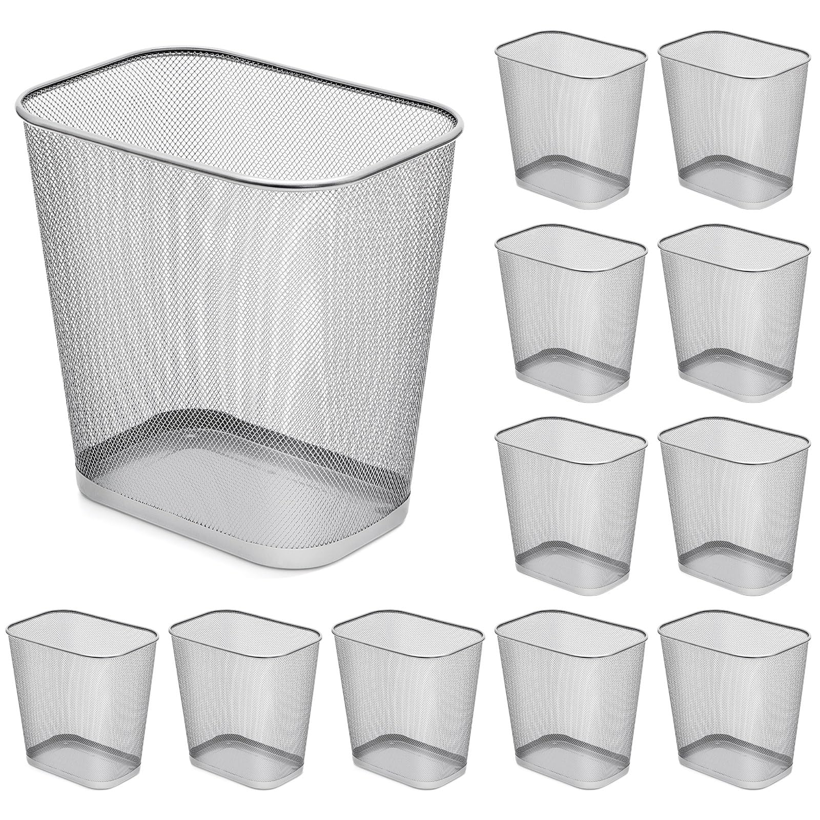 12 Pcs Sliver Mesh Trash Cans Bulk (12 Count)