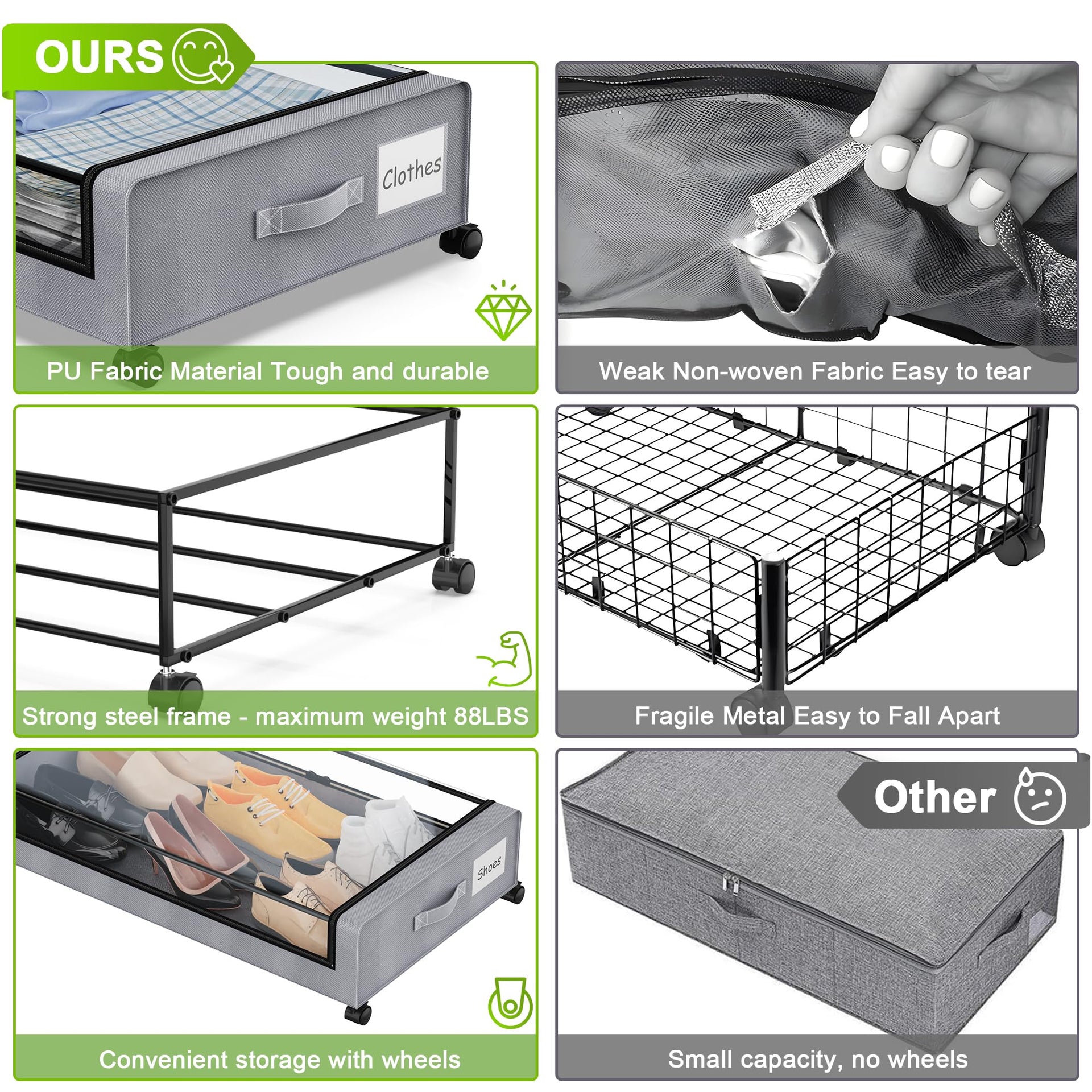 Under Bed Storage with Wheels (4 Count)
