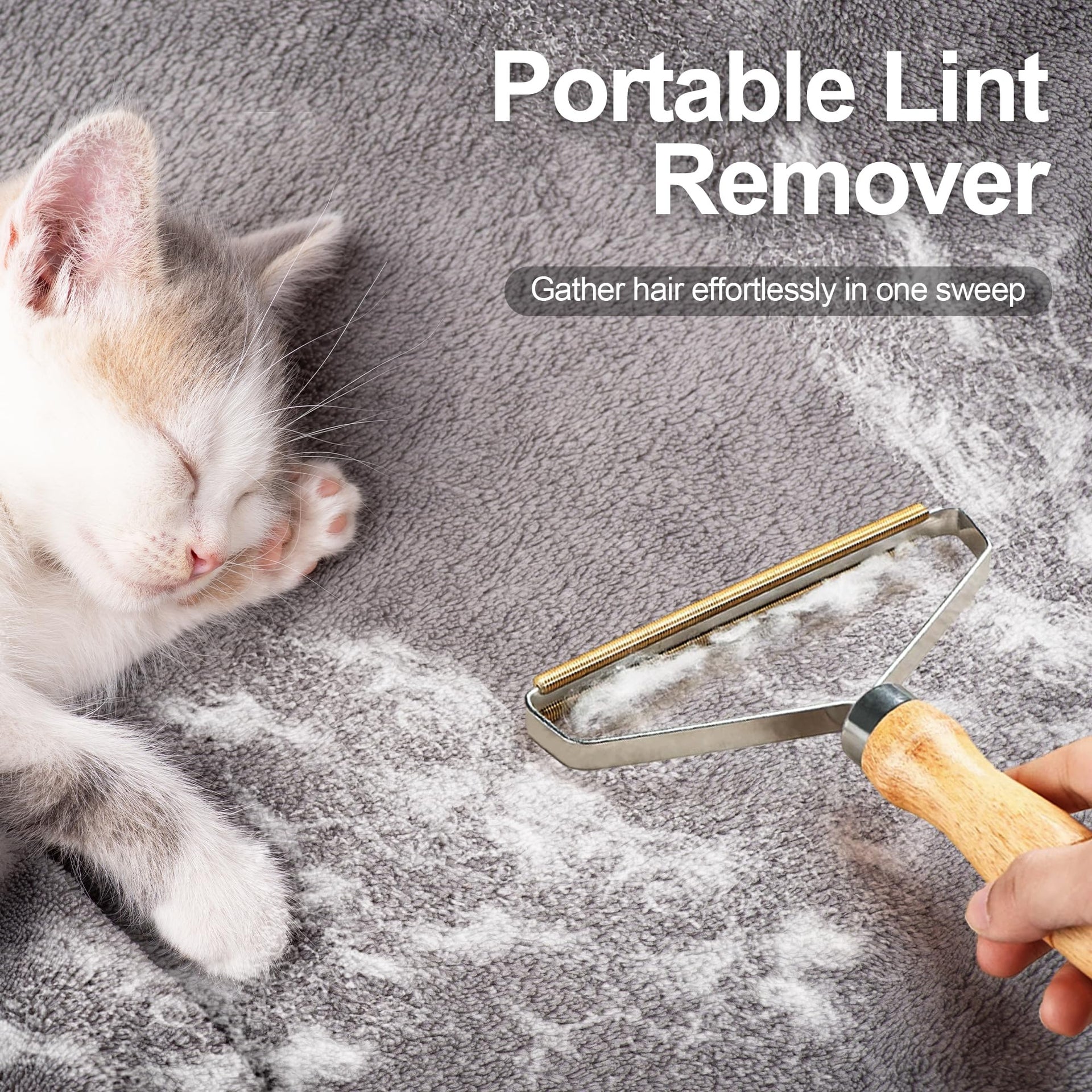 Rubber Pet Hair Removal Broom with Lint Fur Remover Tool