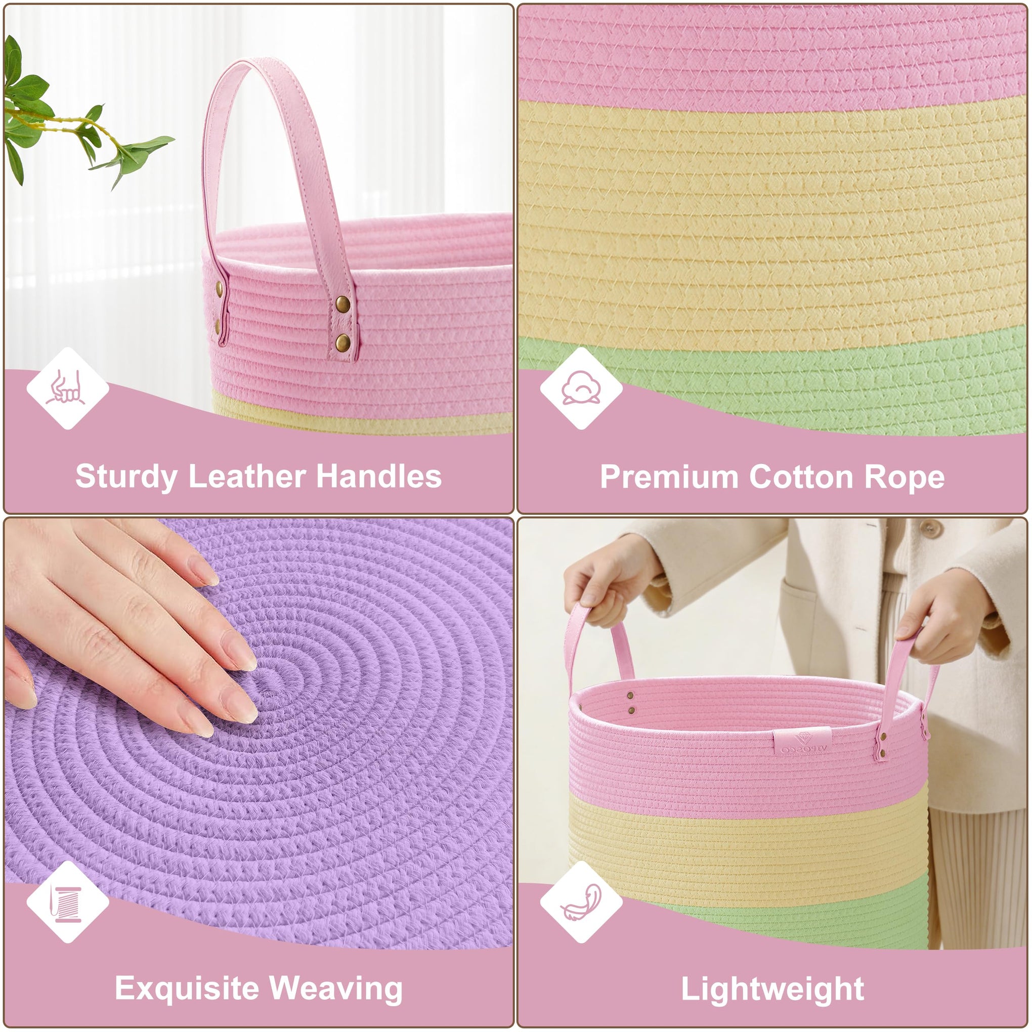 72L Tall Woven Rope Laundry Hamper (2434.6096 Fl Oz) - ModHome Supplies