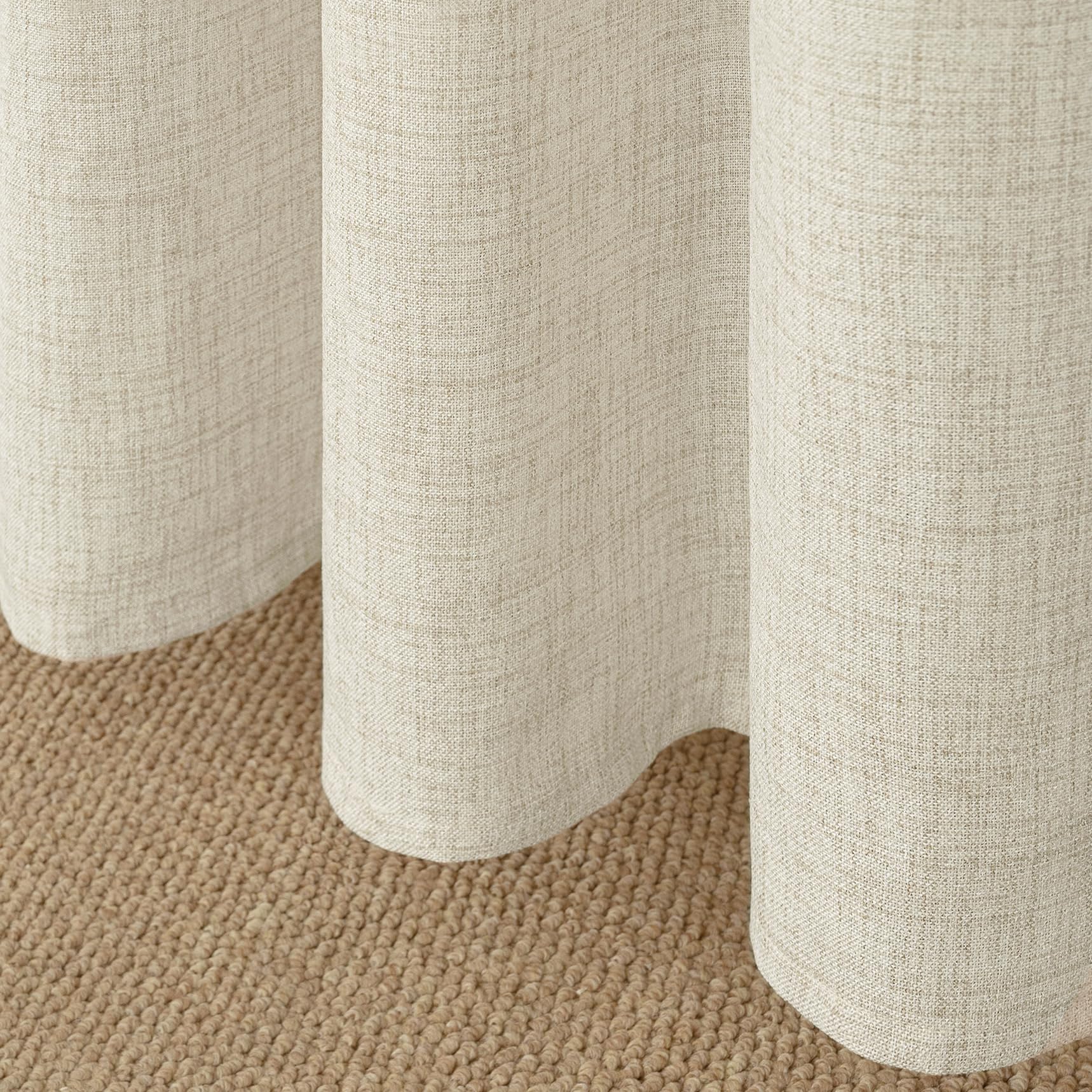Small Linen Semi Sheer Curtains 36 Inch Length for Kitchen Window (2 Count)