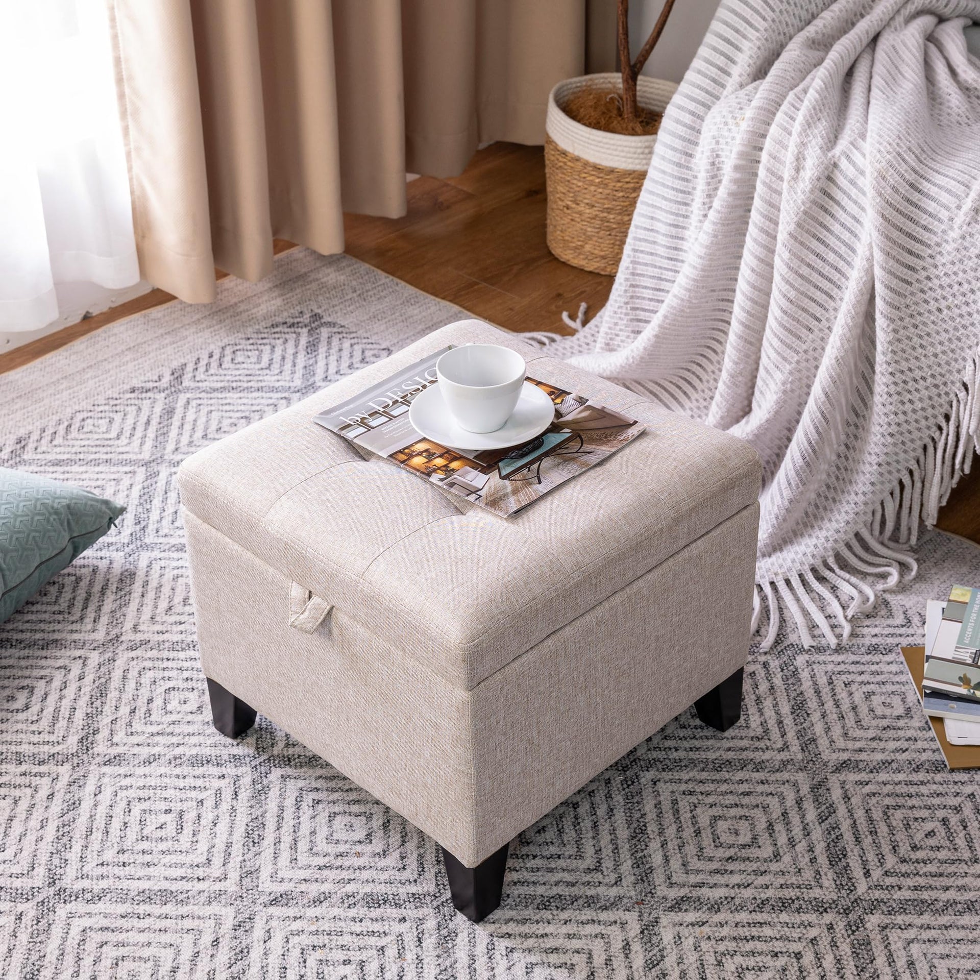 15.2 Inch High Cube Ottoman Storage