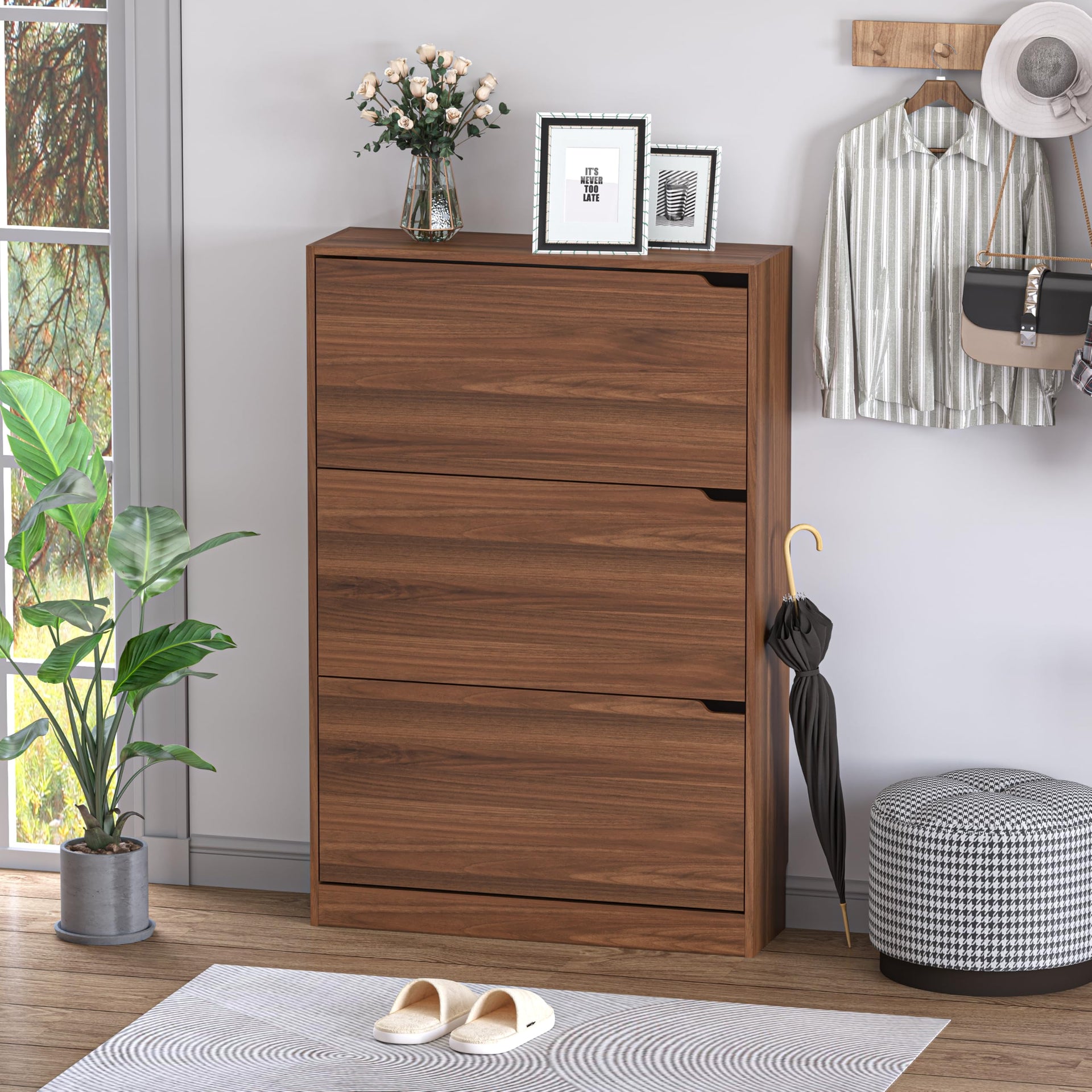 Shoe Cabinet with 3 Flip Drawers