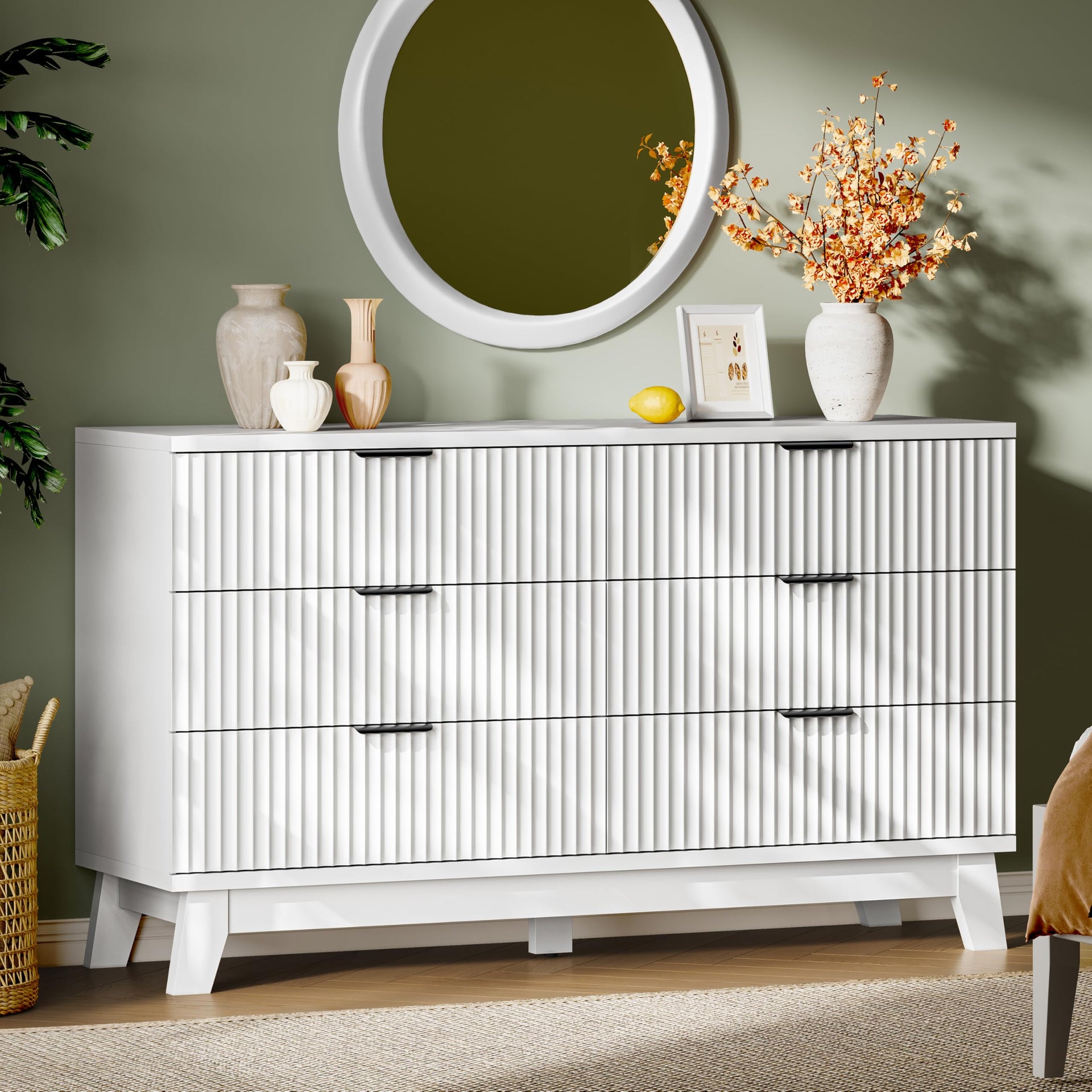 Fluted Dresser with 6 Drawers