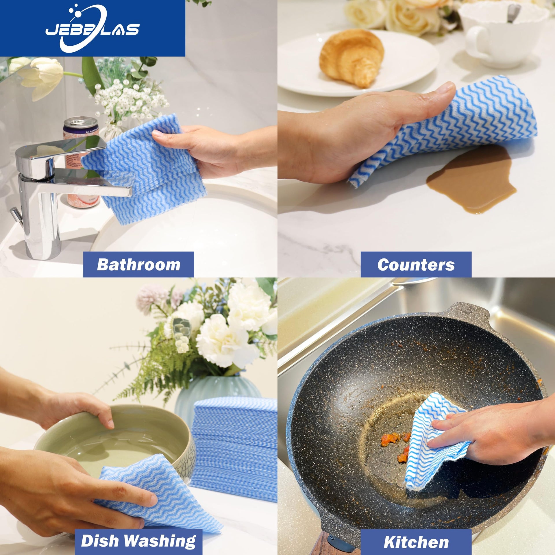 Handi Wipes Reusable Cloths Dry Cleaning Cloths Dish Towel Kitchen Towel Handy Cleaning Wipes (50 Count)