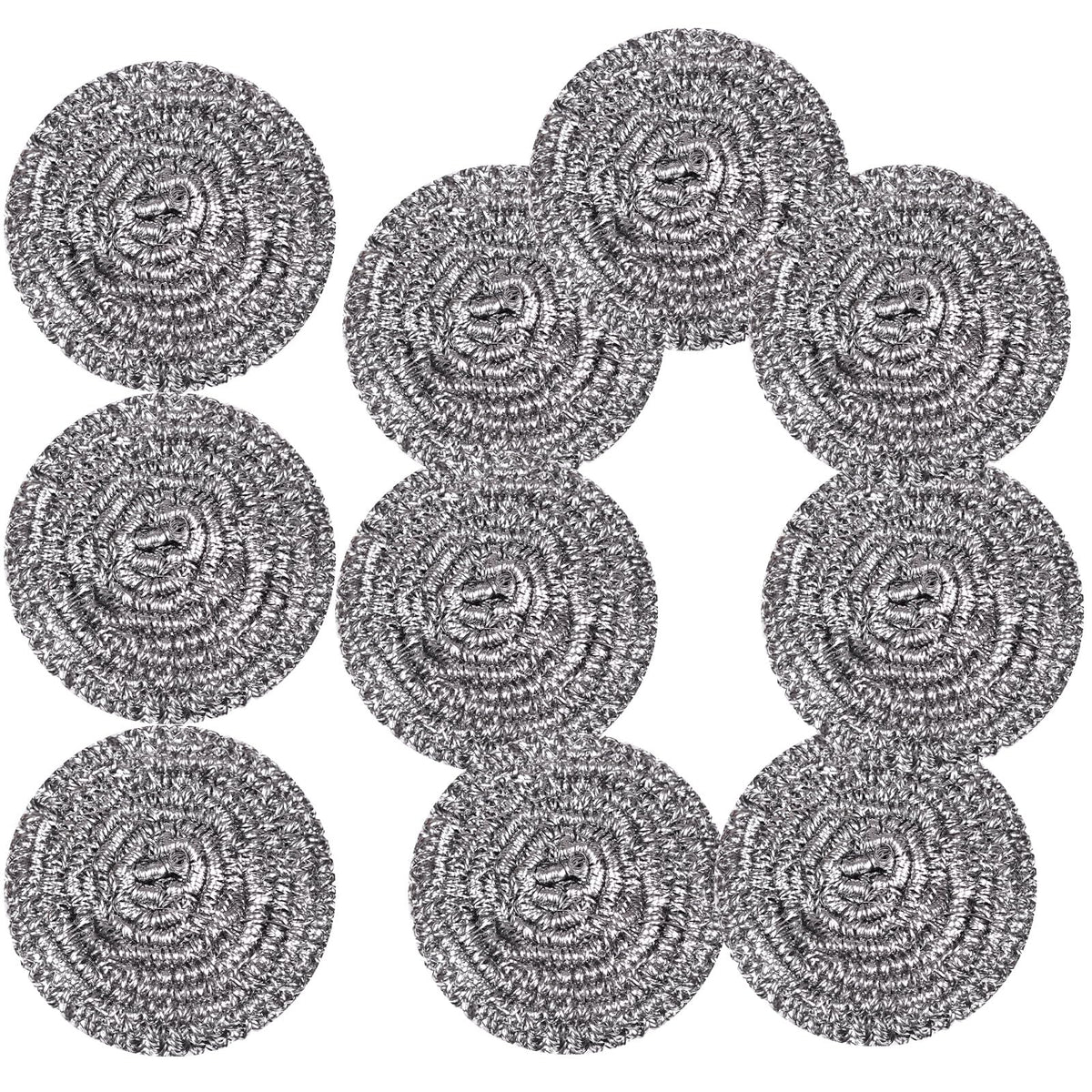 Stainless Steel Scrubber Scrubbing Scouring Pad Sponges Clean Pot Pan and Steel Wool for Kitchen Bathroom (10 Count)