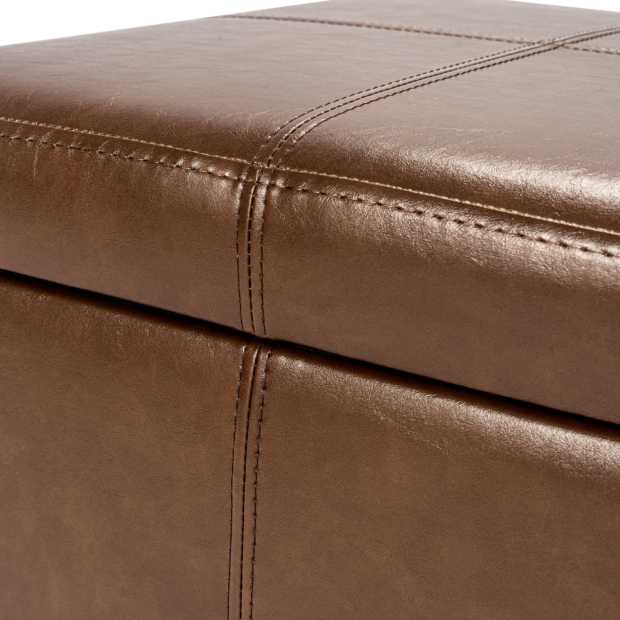 Faux Leather Storage Ottoman Bench for Living Room & Bedroom
